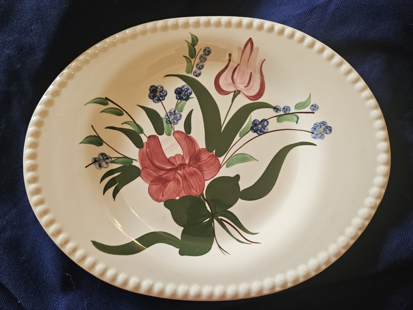 Blue Ridge Southern Pottery Bluebell Bouquet Vintage Floral Platter 11.5×9