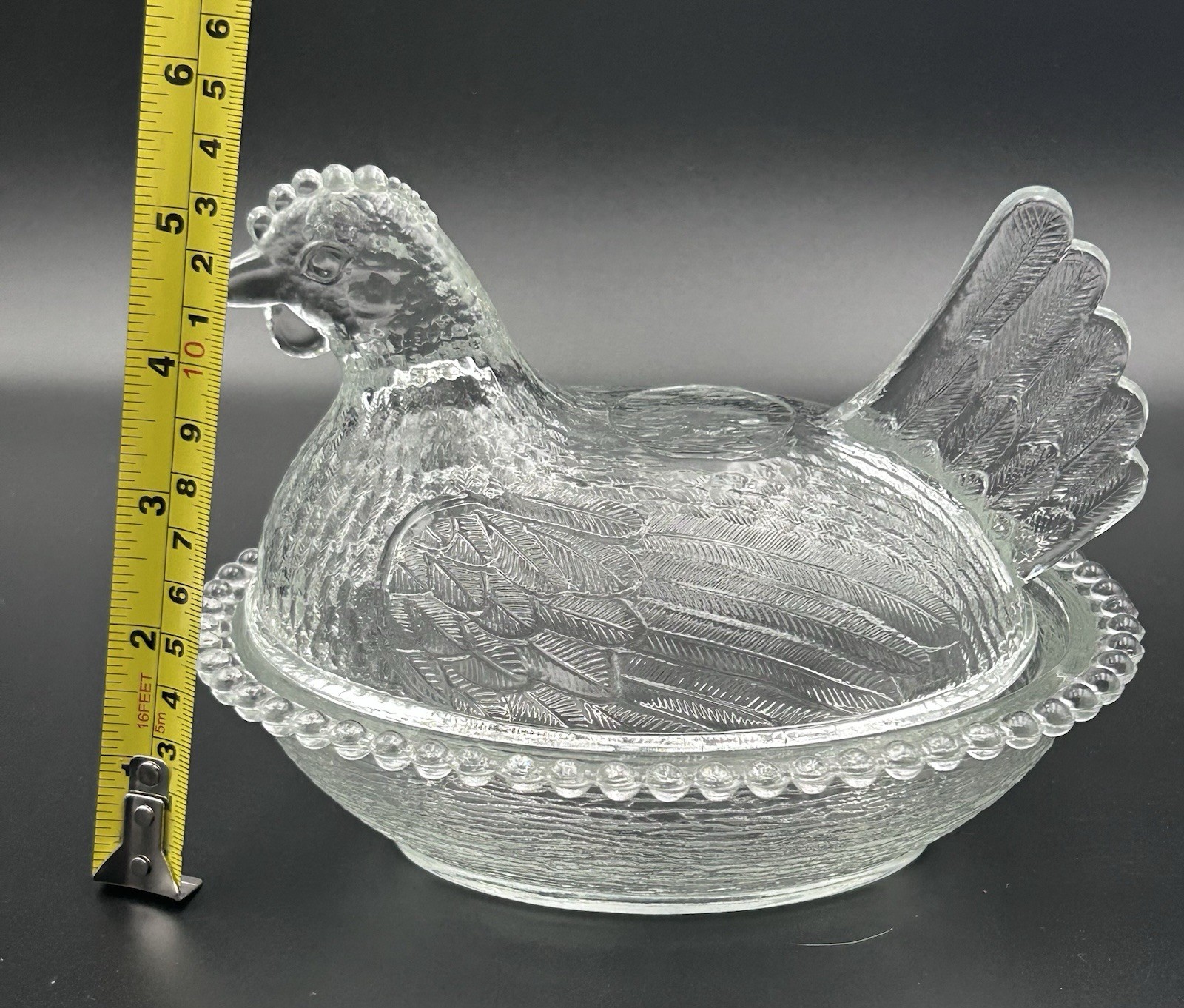 Vtg Indiana Glass Clear Hen On Nest Candy Dish EAPC Mid Century 1950-1959