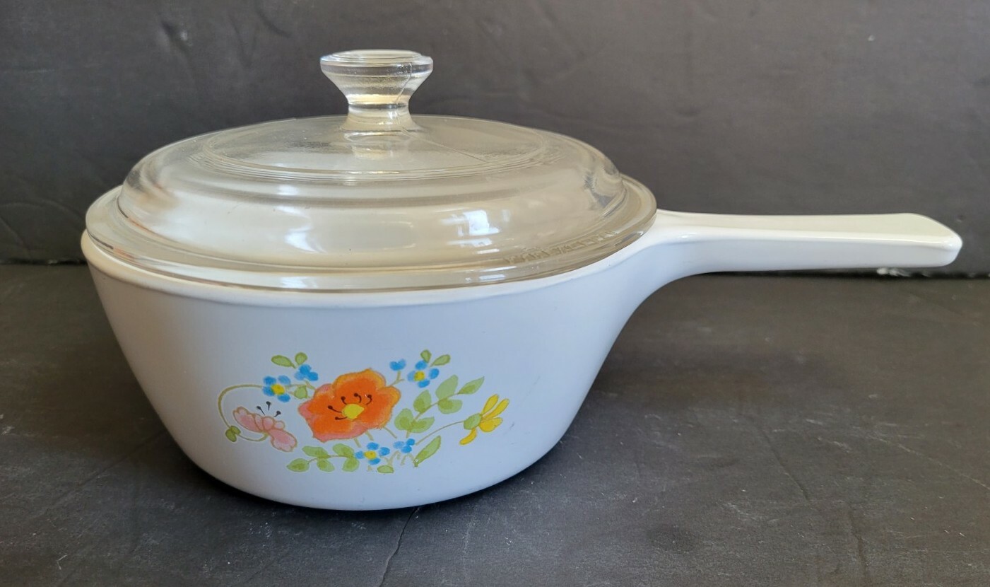 Corning Wild flower 6 Pc Menuette Set P-81-B, P-82-B & P-83-B Pyrex Lids