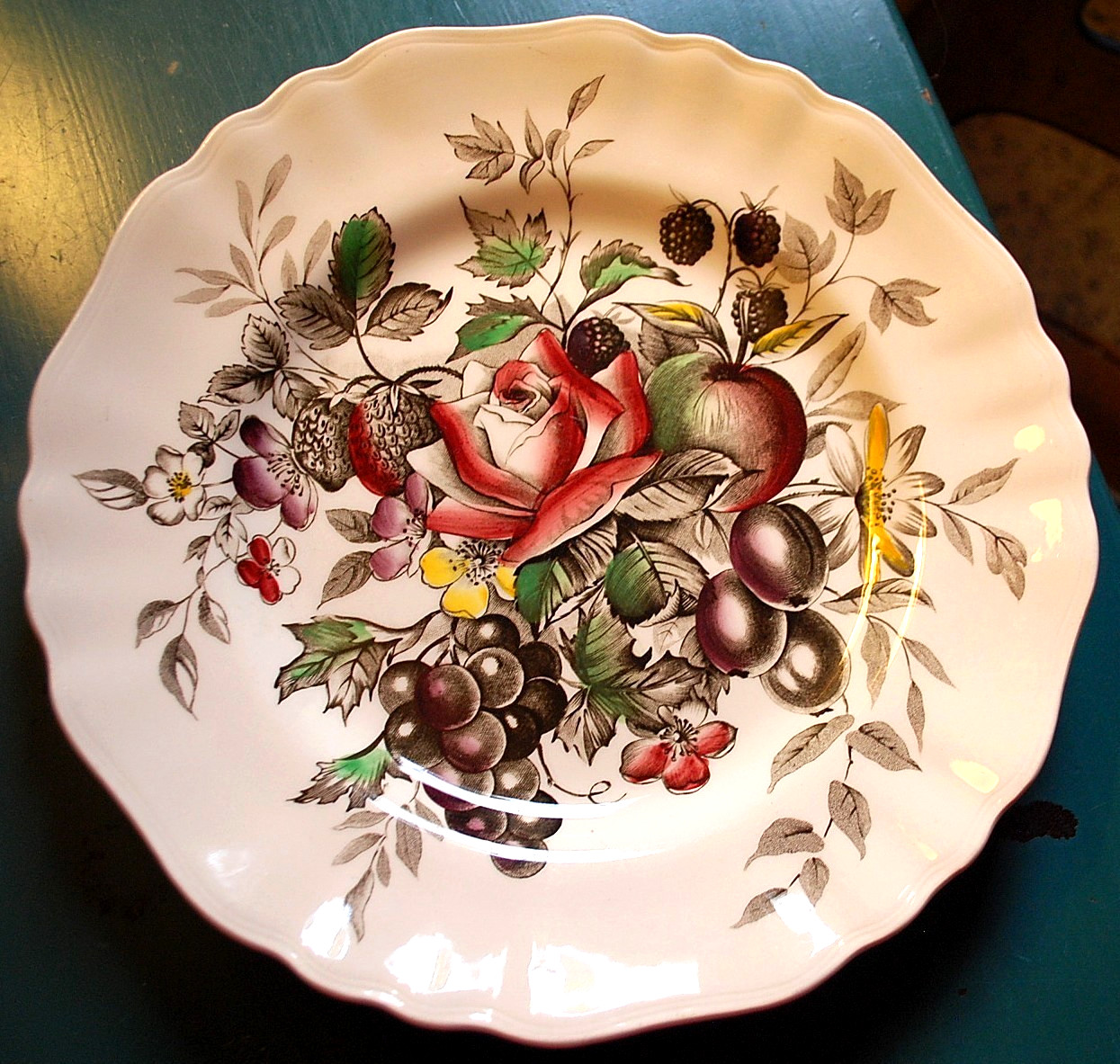 Vtg Set 5 J&G Meakin 10″ DINNER PLATES Transferware GAINSBOROUGH MULTI Scalloped