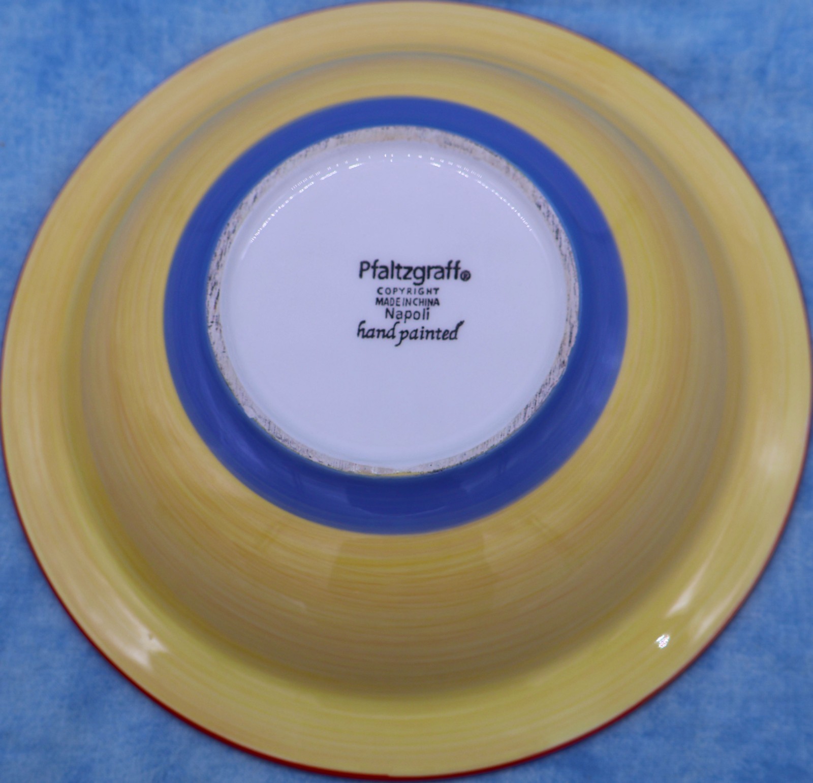 Pfaltzgraff Napoli Hand Painted 8.75″ Serving Bowl • Vine Border • Red Rim