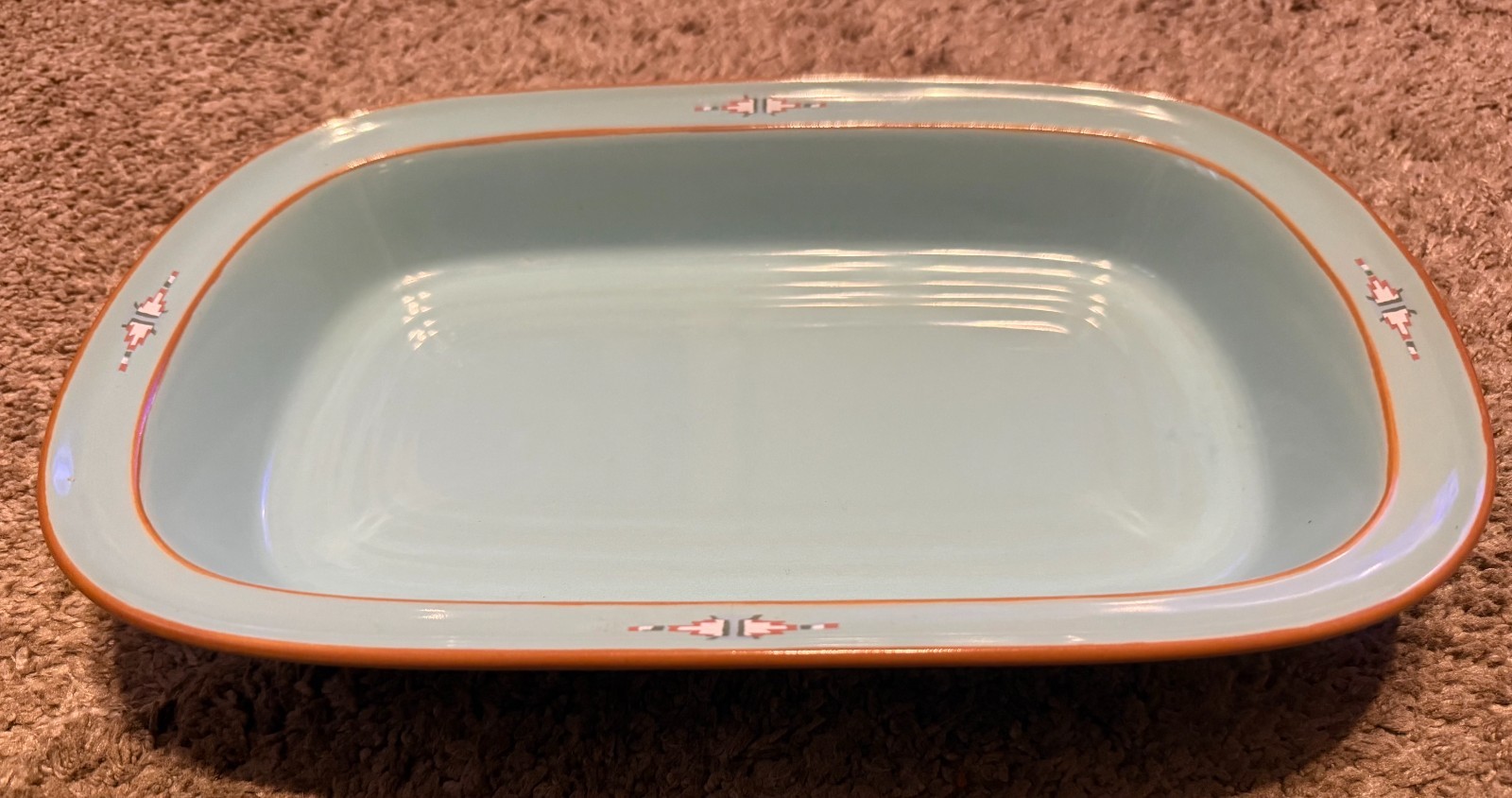 Noritake Stoneware Boulder Ridge Rectangular Baker Casserole Dish 8674 Turquoise