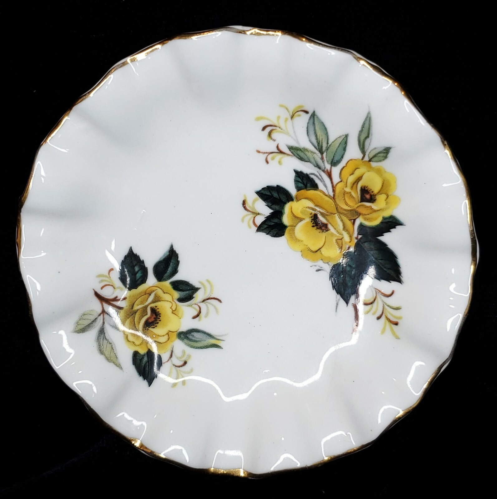 Royal Dover Creamer Pitcher Bone China Saucer Yellow Rose Gold Trim England