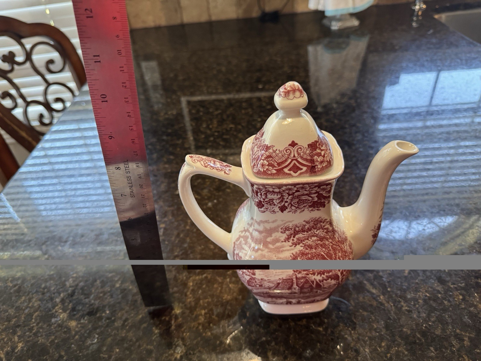 Grindley Homeland Pink Transferware Tea Set w/ Creamer, Cups, Saucers