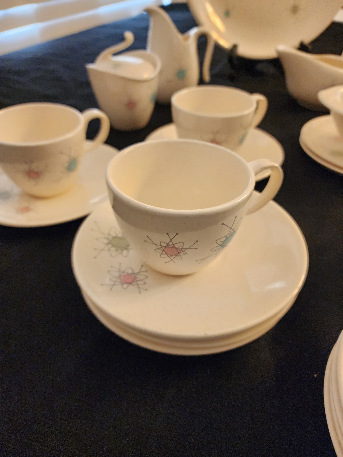 Vintage Grant Crest Tempo Atomic Starburst Set – 1950s USA MCM Speckled Lot