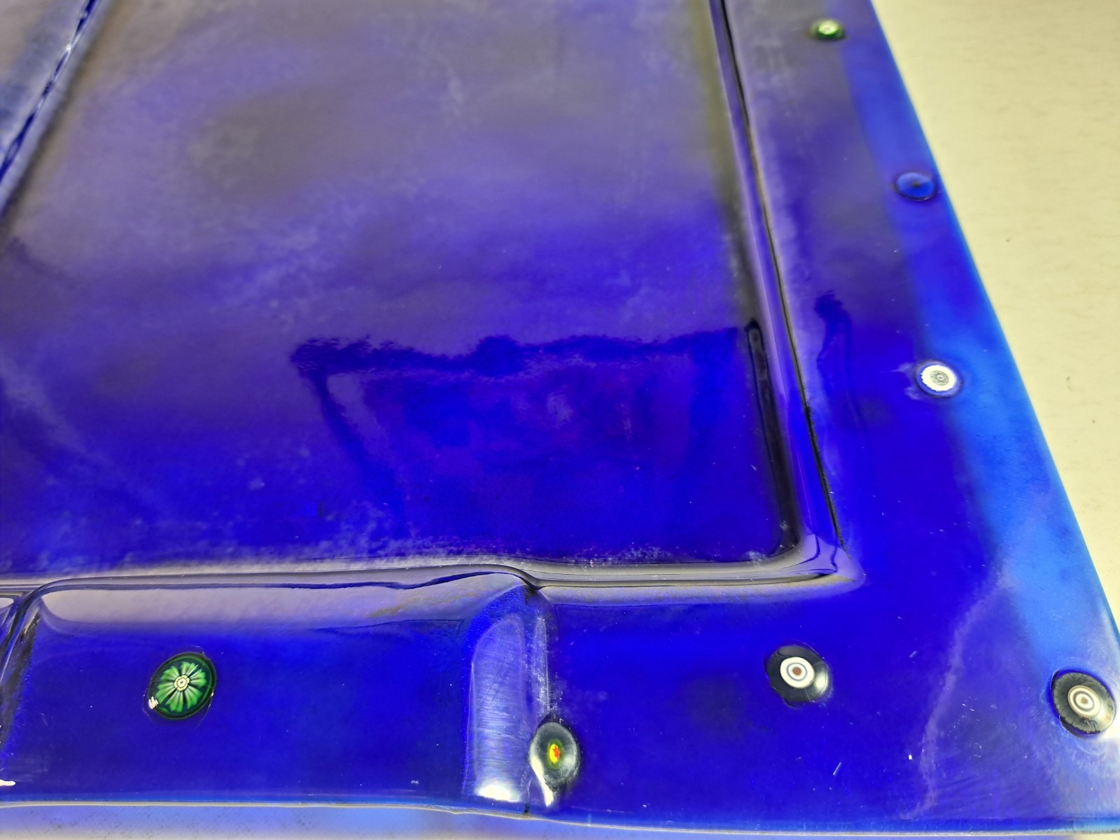 Vintage Cobalt Blue Murano Glass Serving Tray, 11.5″x15.5