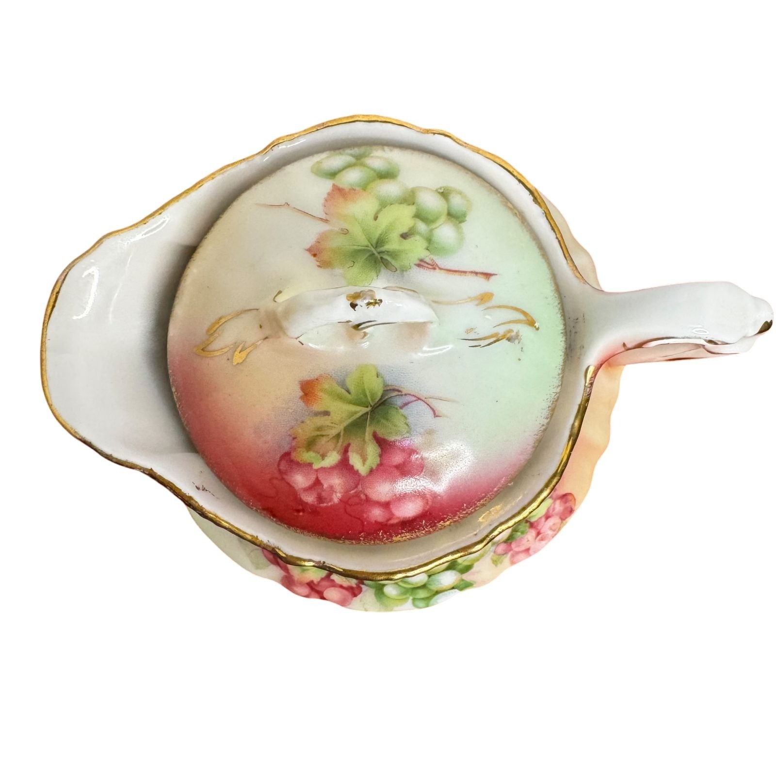 Antique Handpainted Bavarian Porcelain Creamer Grapes & Gold Trim PT Porzellanfa