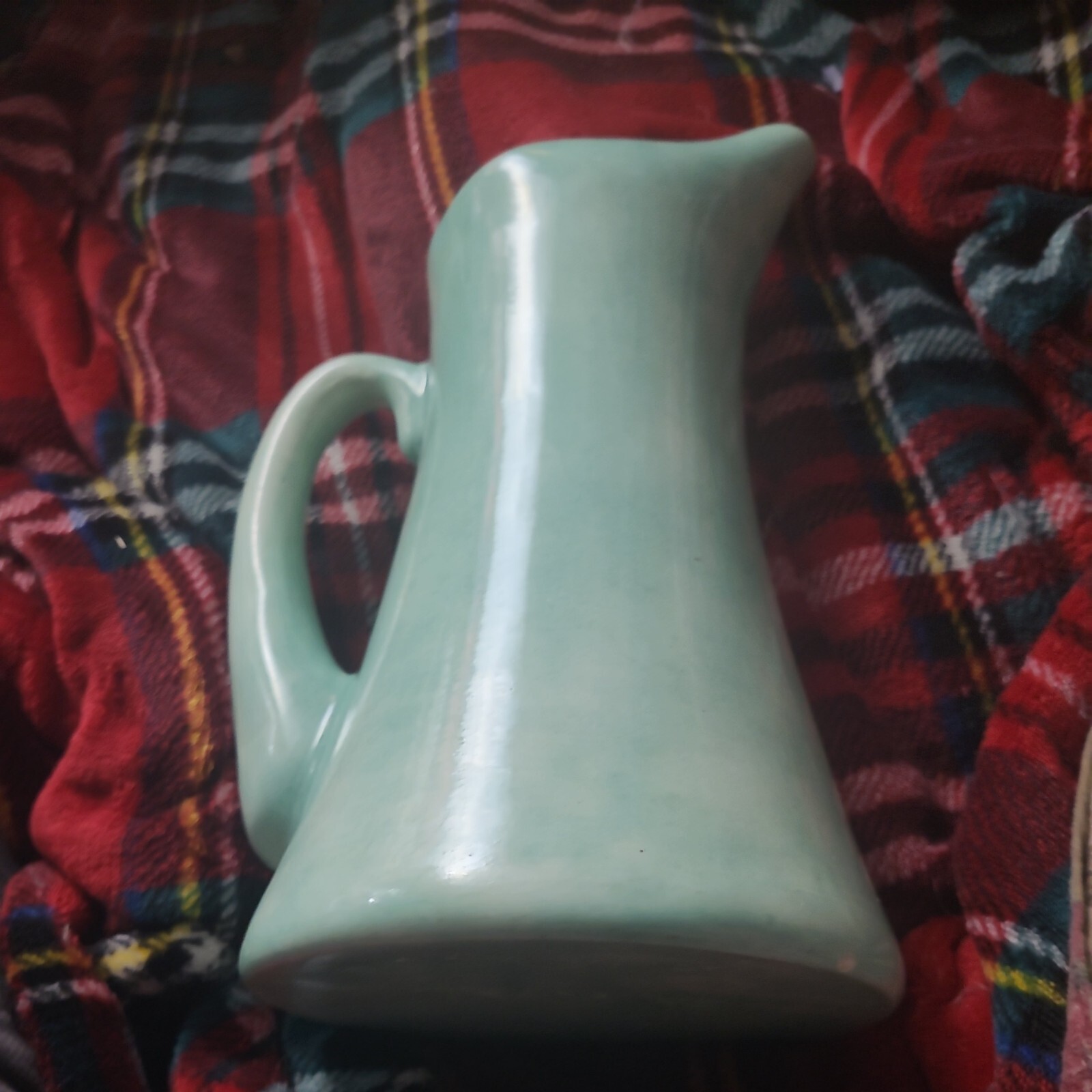 Vintage Ceramic Water Pitcher 9-in Tall 6″ Wide Signed On Bottom
