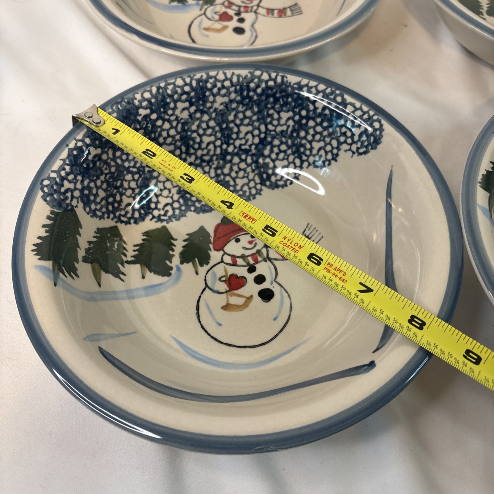 4 Elegant Dining Snowman 8 1/4” Vegetable Bowl Winter Christmas