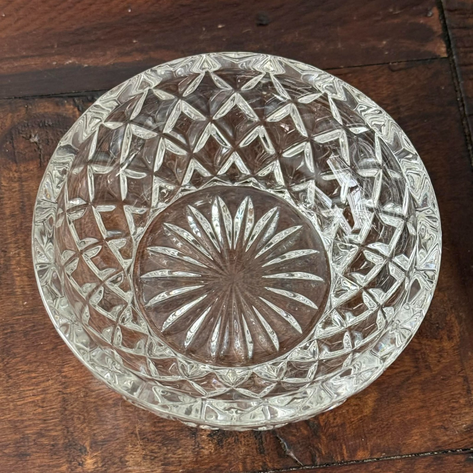 Fifth Avenue Crystal Brighton Covered Candy Dish Diamond Cut Crystal 4.5″