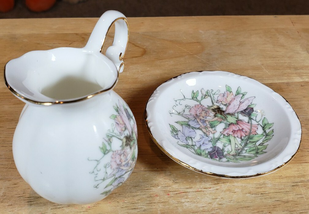 Fairy Pitcher Creamer & Saucer Set. Very NICE Fairy print