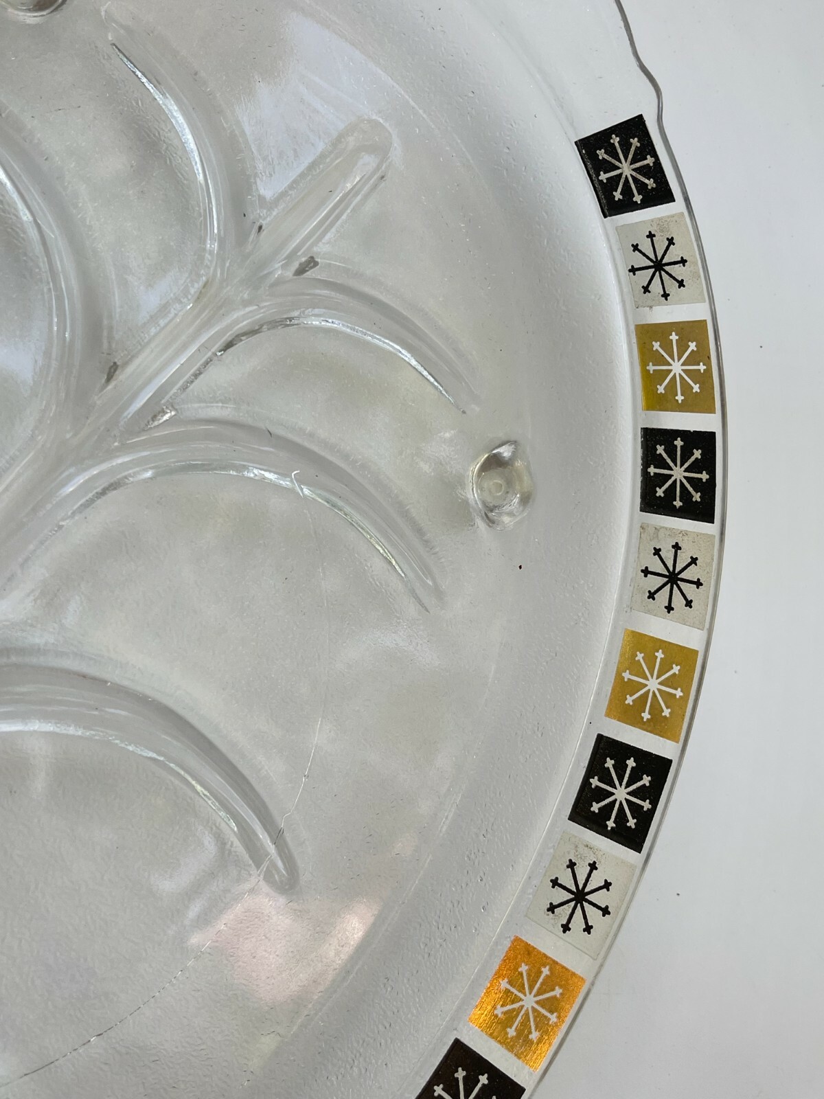 Mid-Century Inland Glass Garland Carving Tray Meat Platter Plate Atomic MCM