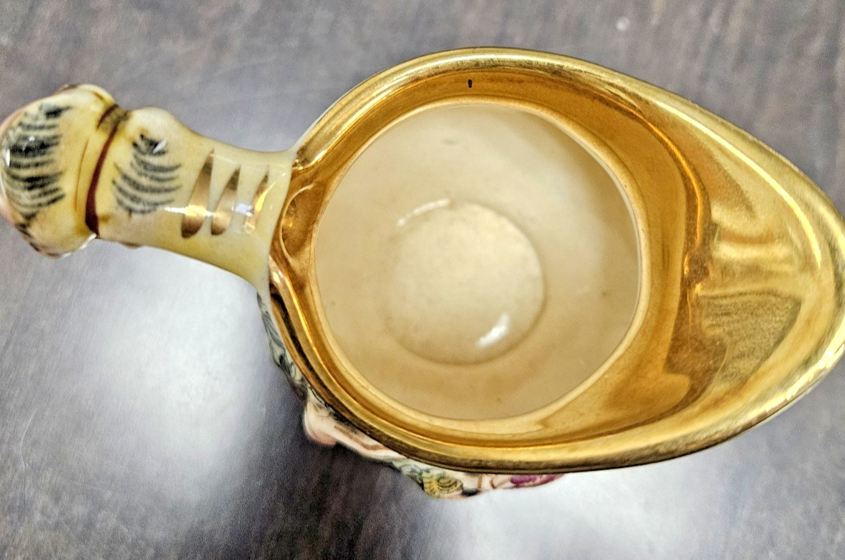Vintage Capodimonte Demitasse Cup, Saucer, Small Creamer Pitcher Italy