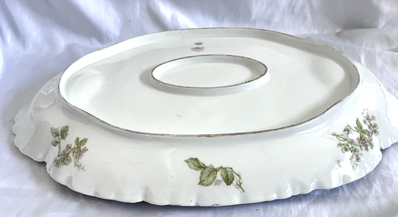 HAVILAND Limoges Charonne 20″ oval serving platter w/ wells. Limoges