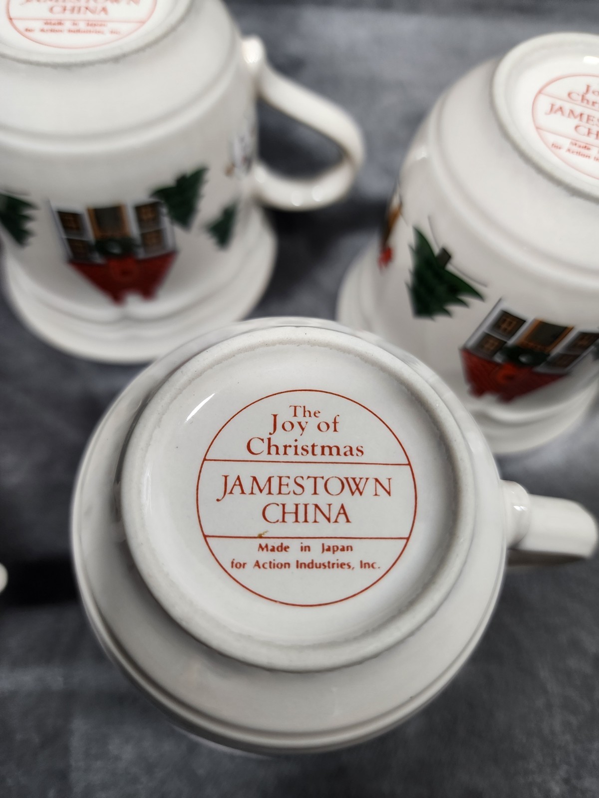 Vtg Jamestown China Action THE JOY OF CHRISTMAS Dinner Plates/Bowls/Cups/15 pcs