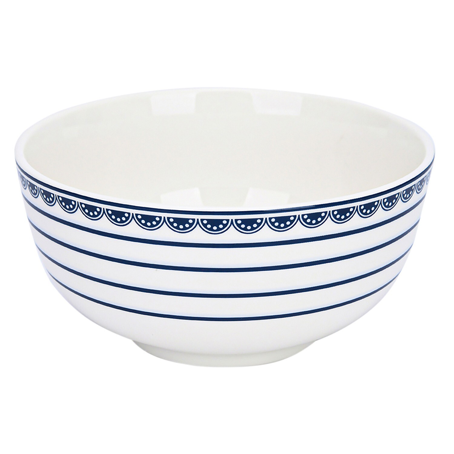 SET OF 4 Blue on White Porcelain Cereal Bowl Floral Mismatch Piala Set 21 oz ea