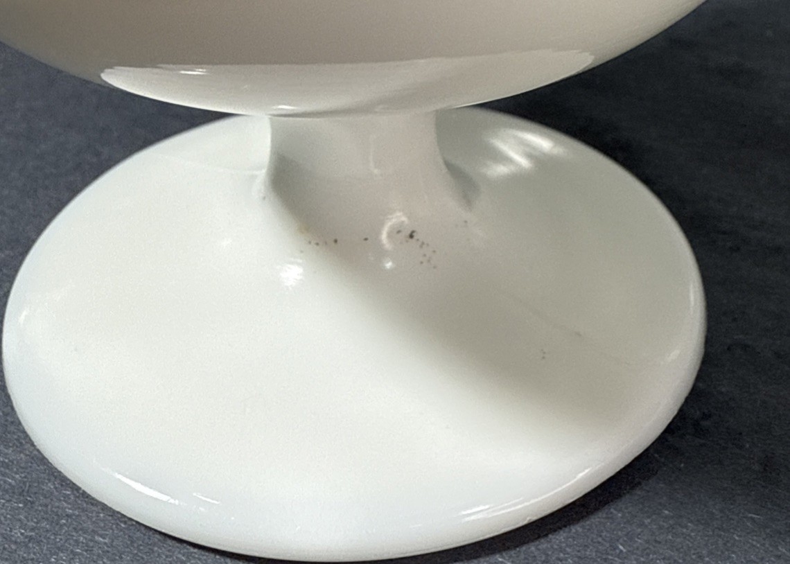 Vintage White Milk Glass Footed Dessert Bowl 3” Tall