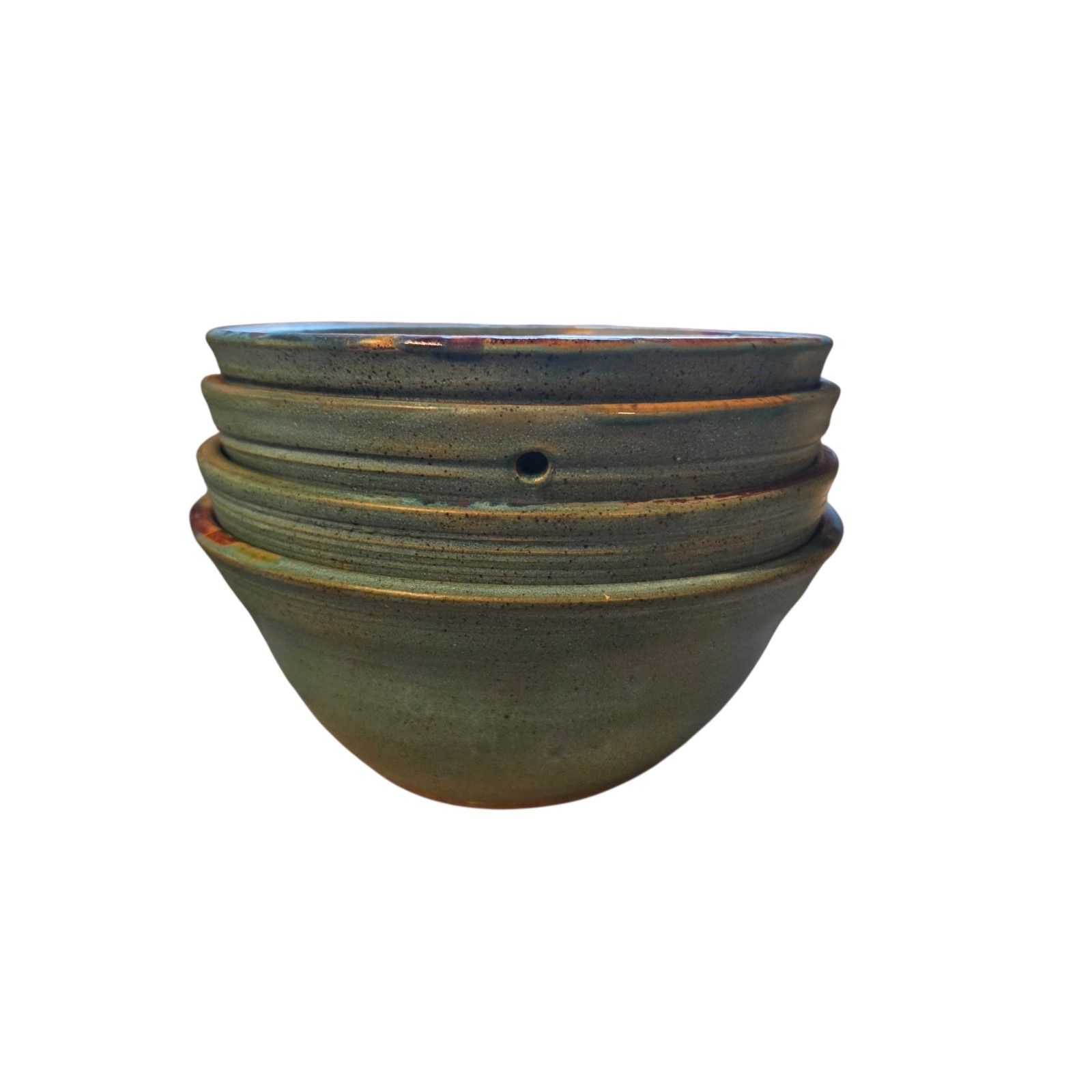 Set 4 Signed Joel Edwards Attributed Studio Pottery Bowls Abstract Glaze 7.25″