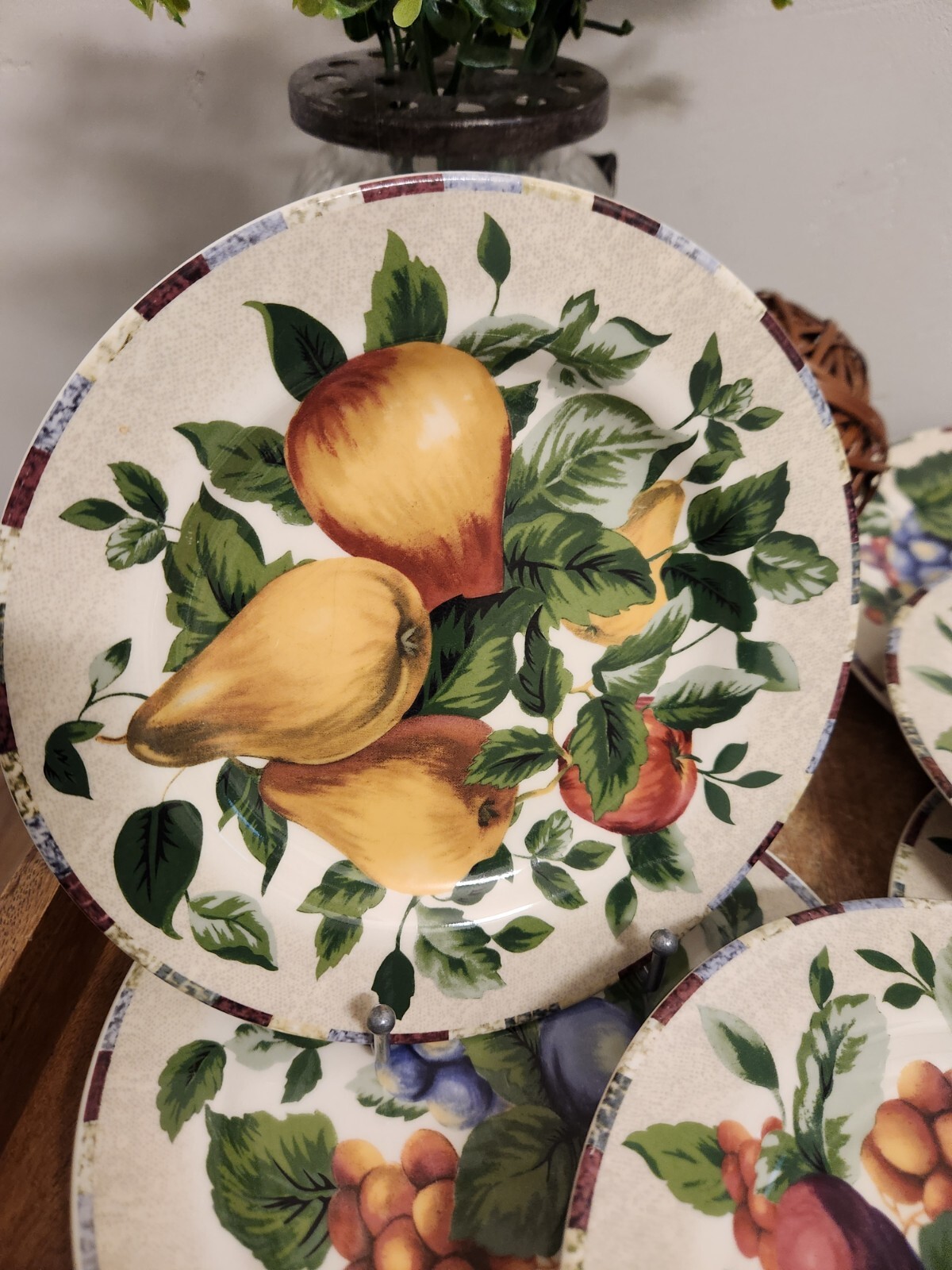 Sakura Sonoma Oneida Excell Stoneware Fruit Pattern 8⅛” Salad Plate Fruit Set/6