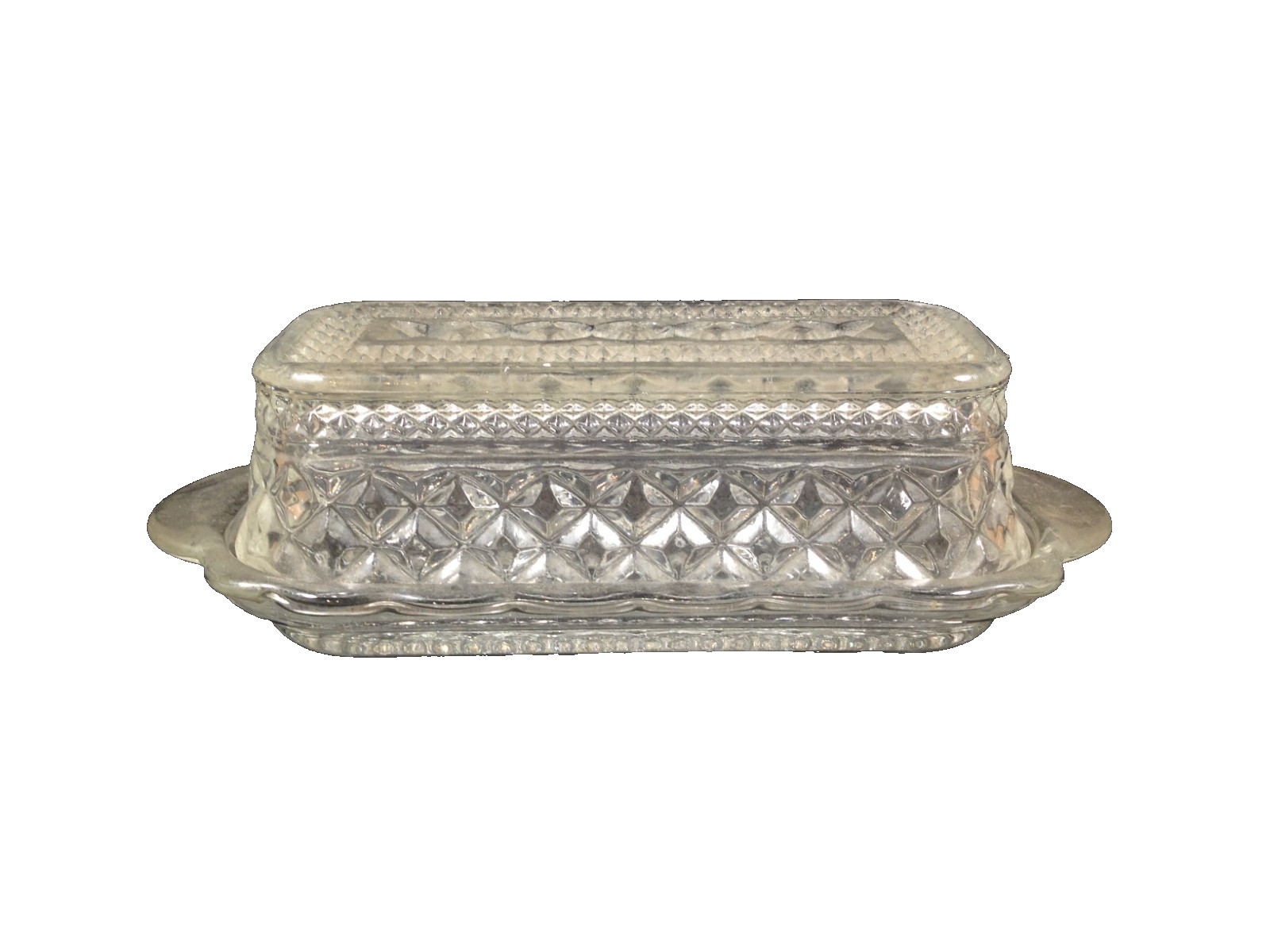Vintage Anchor Hocking WEXFORD Clear Glass Covered Butter Dish