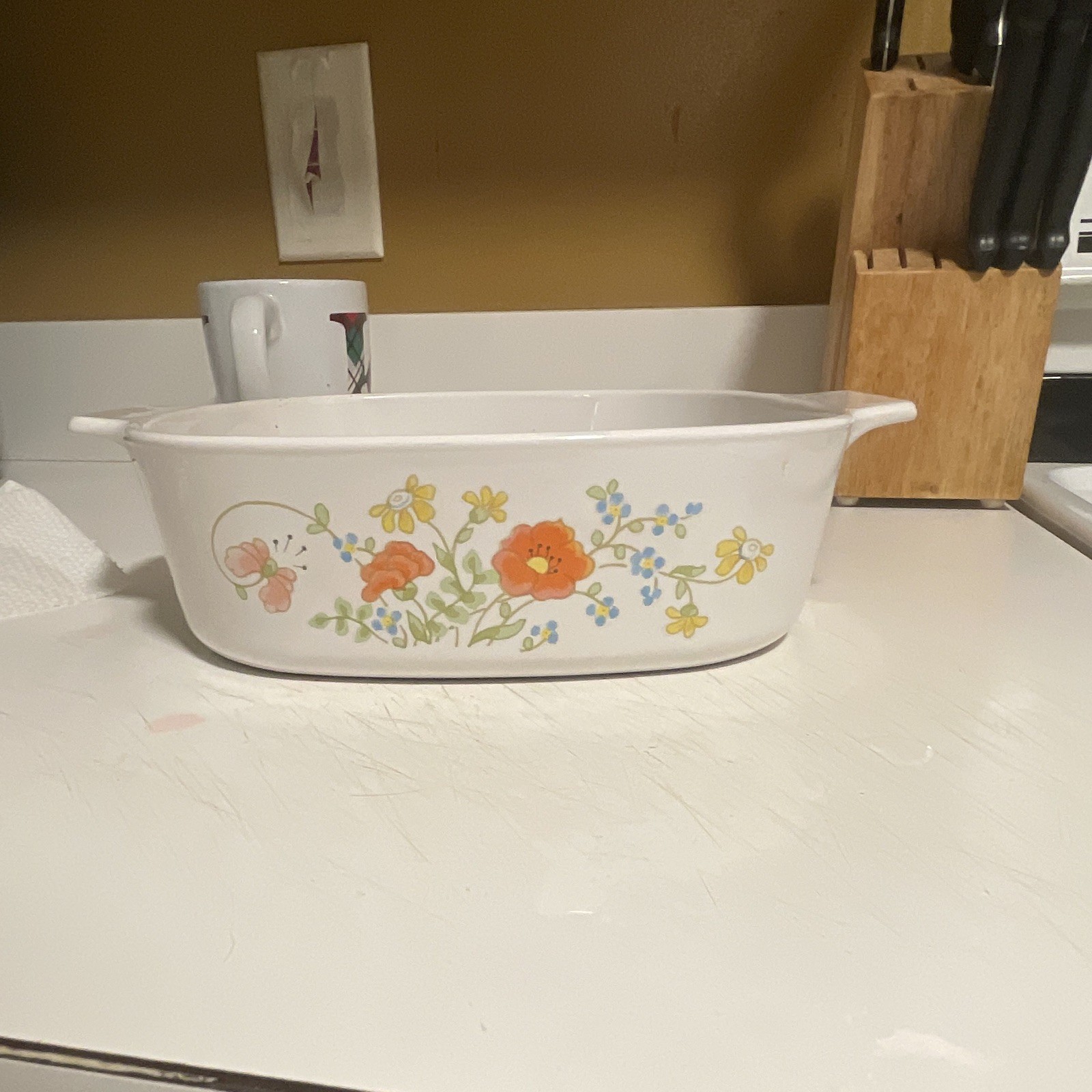 CorningWare Wildflower A-2-B 2.5 Qt Milk Glass Casserole Dish Oven-Safe
