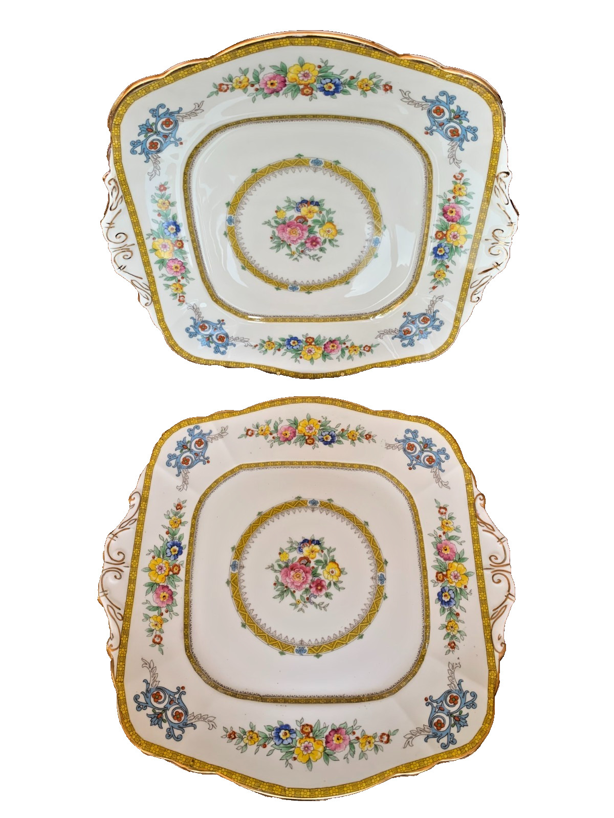 Art Deco PARAGON Fine China ONTARIO 5524 Sandwich Cake Dessert Plates Set c.1930