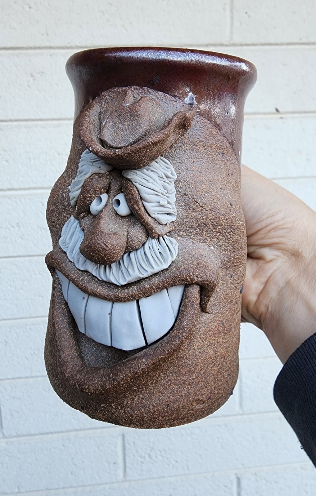 Original Mark Hines Creations Funny Face Mug Stoneware Pottery Artist Signed
