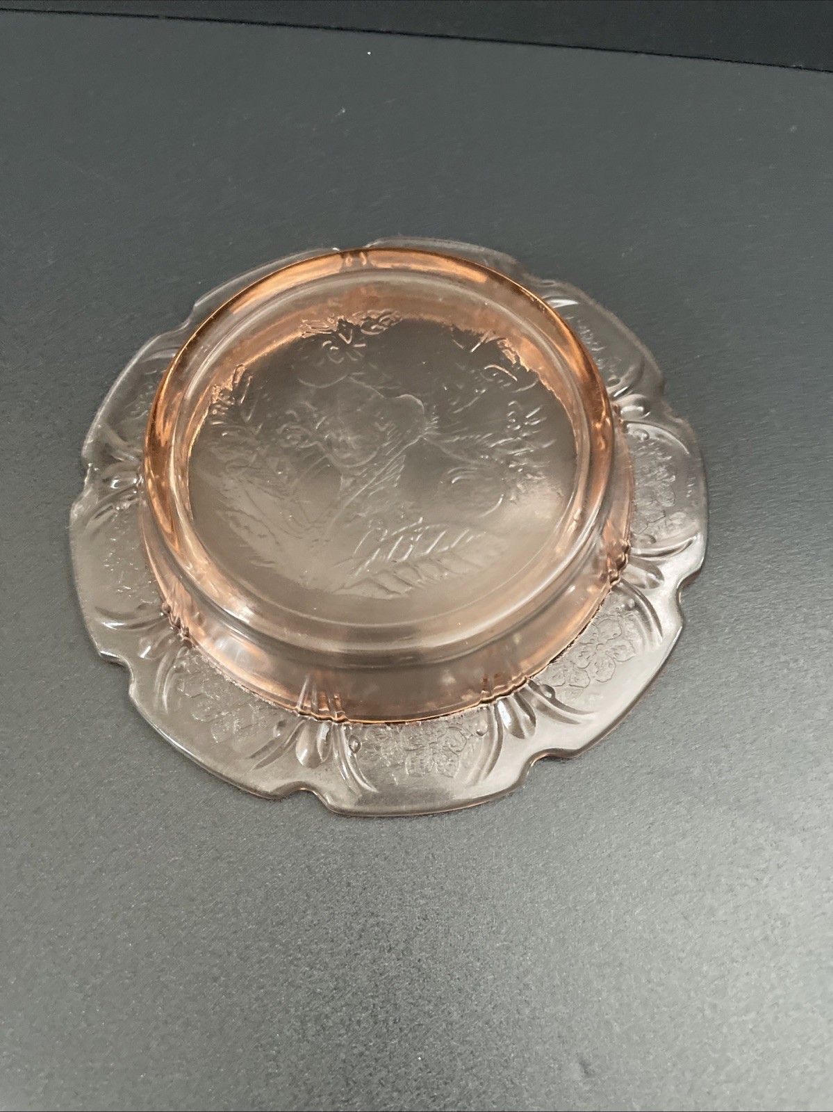 Jeannette Soft Salmon Pink Cherry Blossom Depression Glass Covered Butter Dish