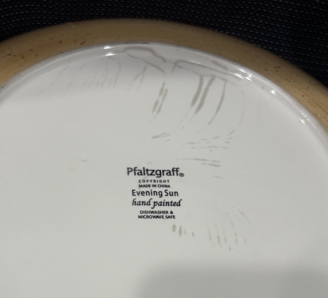 Three (3) Pfaltzgraff EVENING SUN 11 3/4” Chop Plates (Hand Painted)
