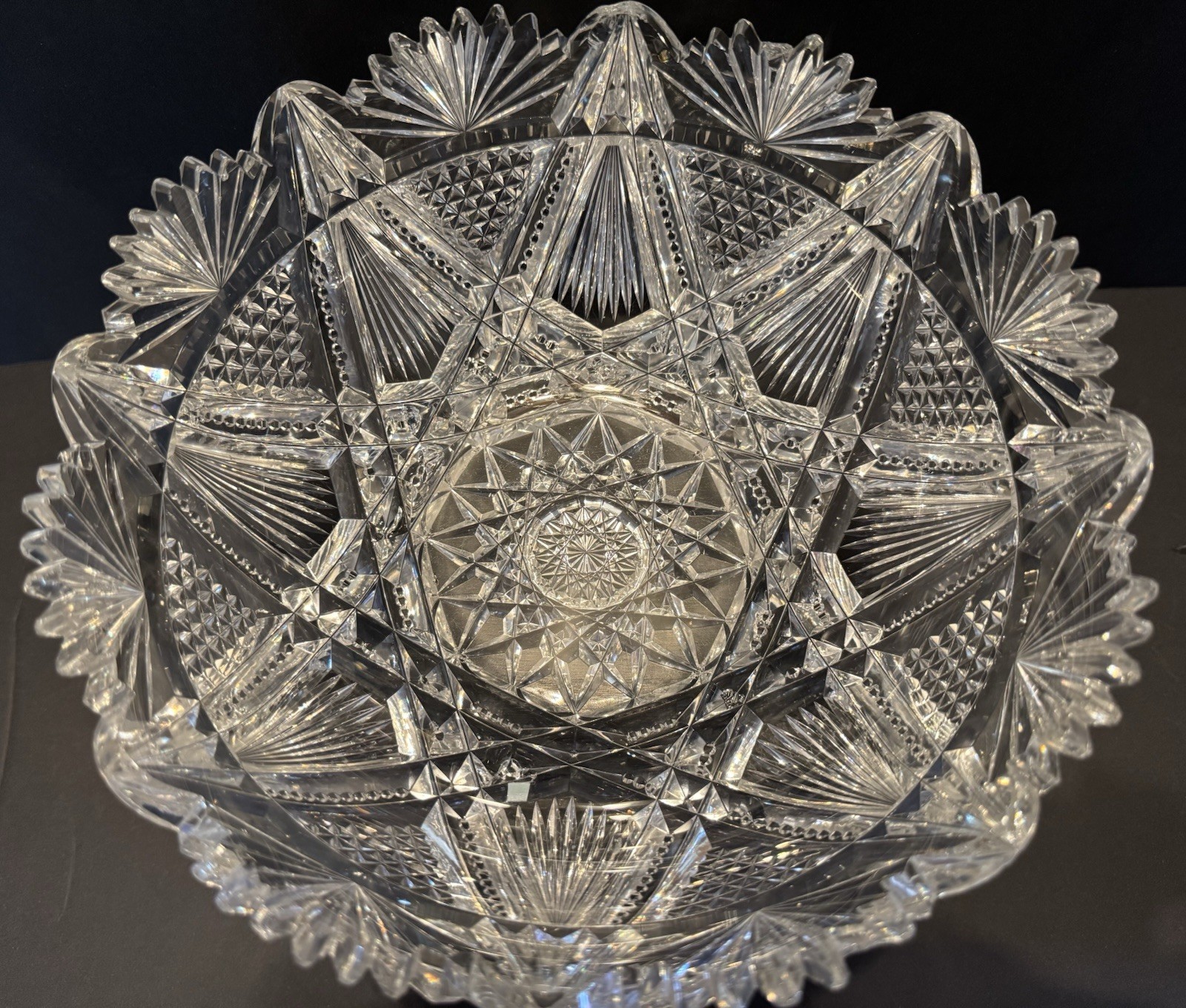 9” American Brilliant Period Crystal Glass Cut Bowl