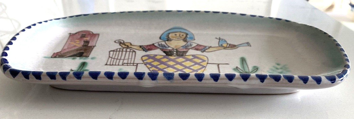V. Pinto Vietri Italy Terracotta Relish Tray Made In Italy / Dish 8.5” X 4.75”