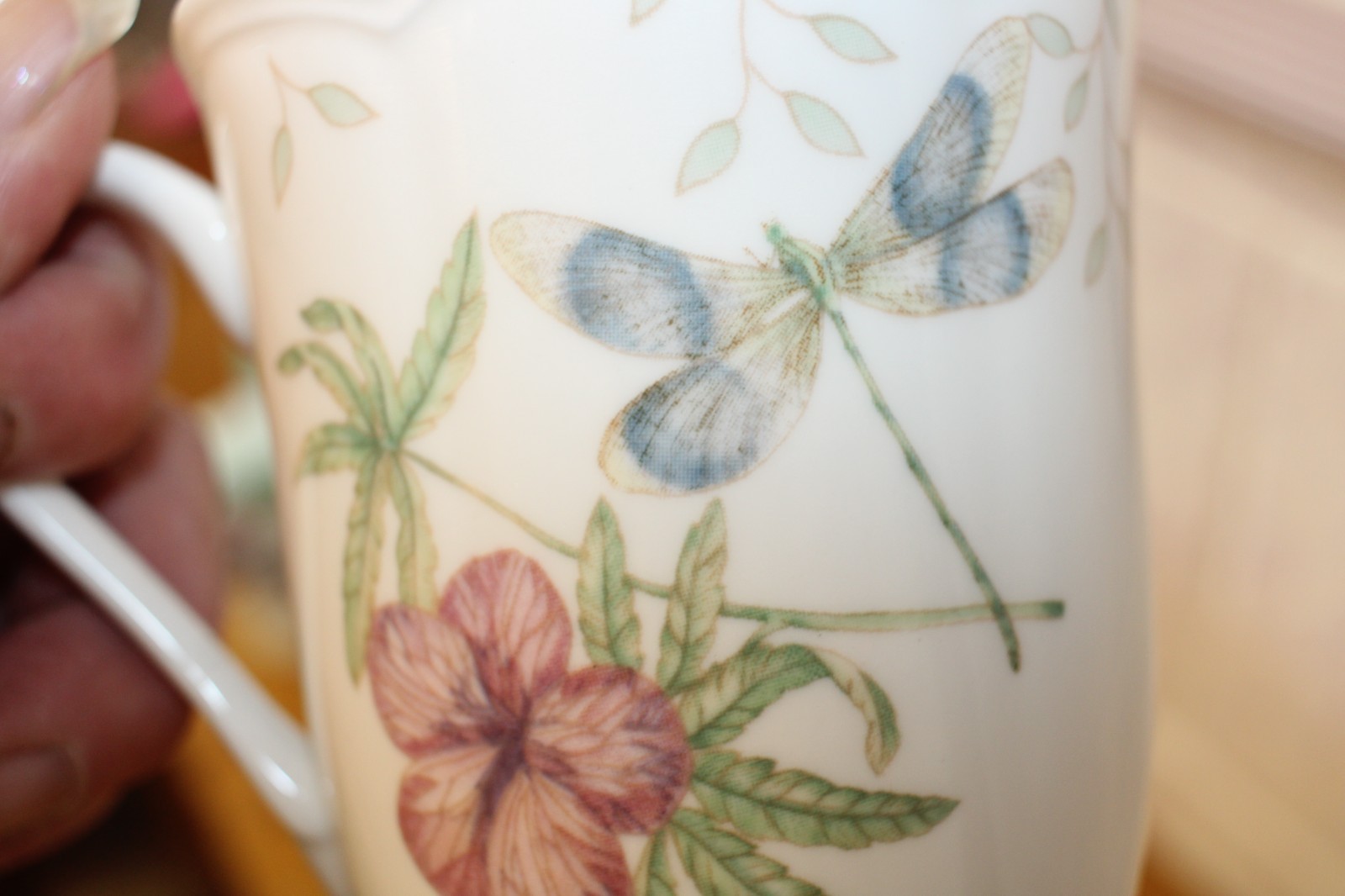 Lenox® “Dragonfly” Bone China Coffee Cup Mug with Butterfly and Bee
