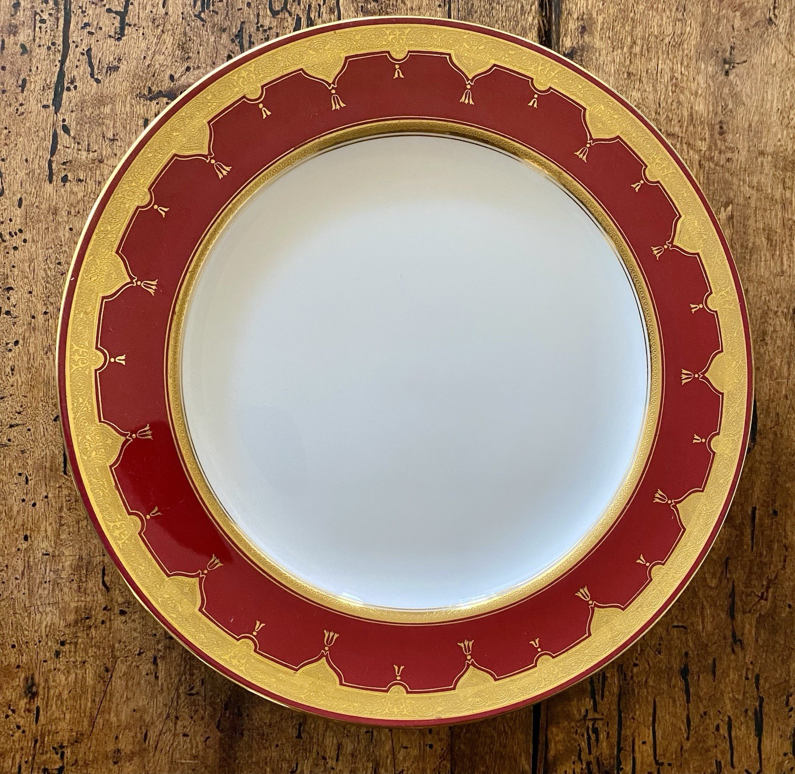 Antique MINTON Set Of 9 Dinner Plates G9561 Red Gold 10.25” Rare Museum Quality