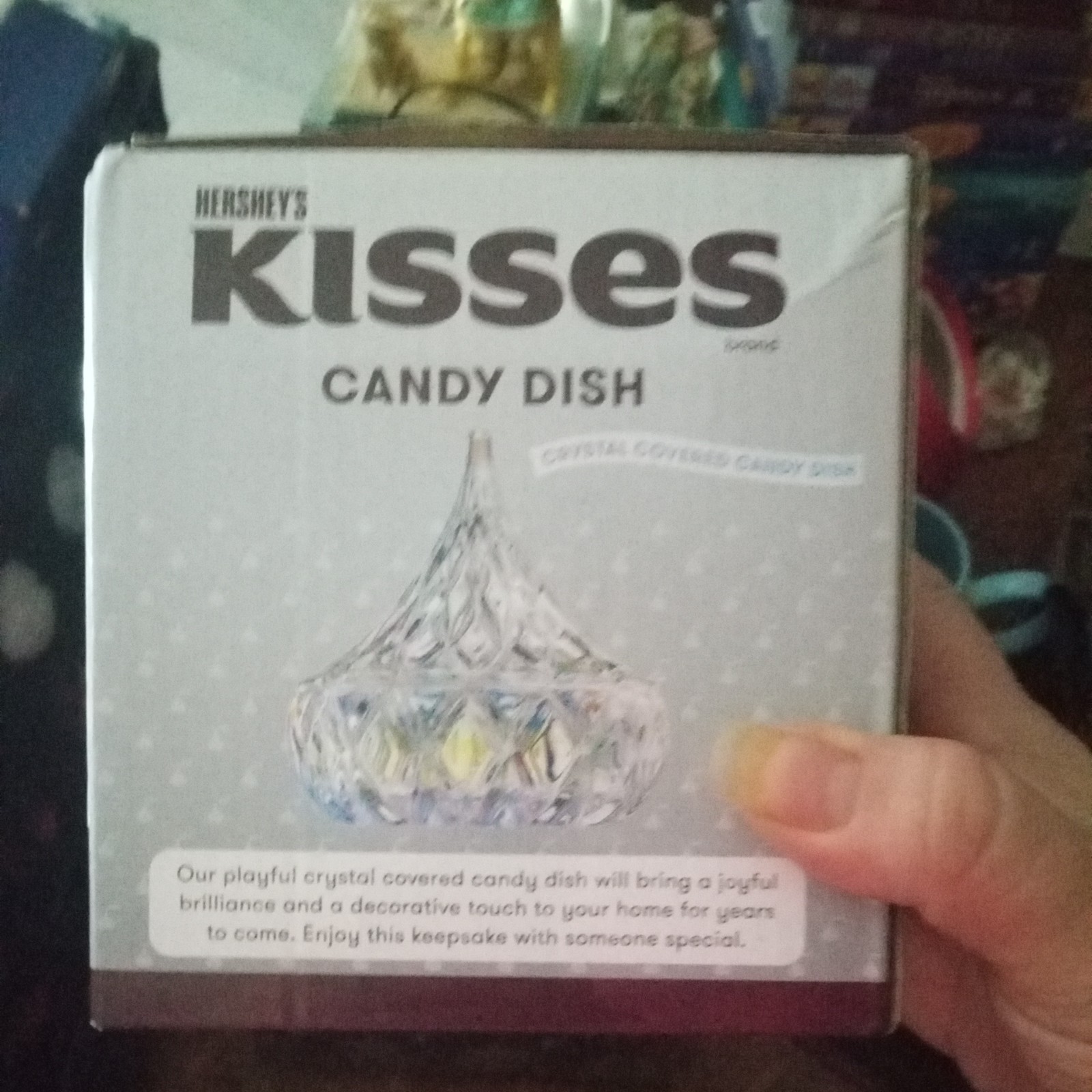 Hershey’s Kisses Crystal Covered Candy Dish Iridescent NEW SEALED BOX -GODINGER