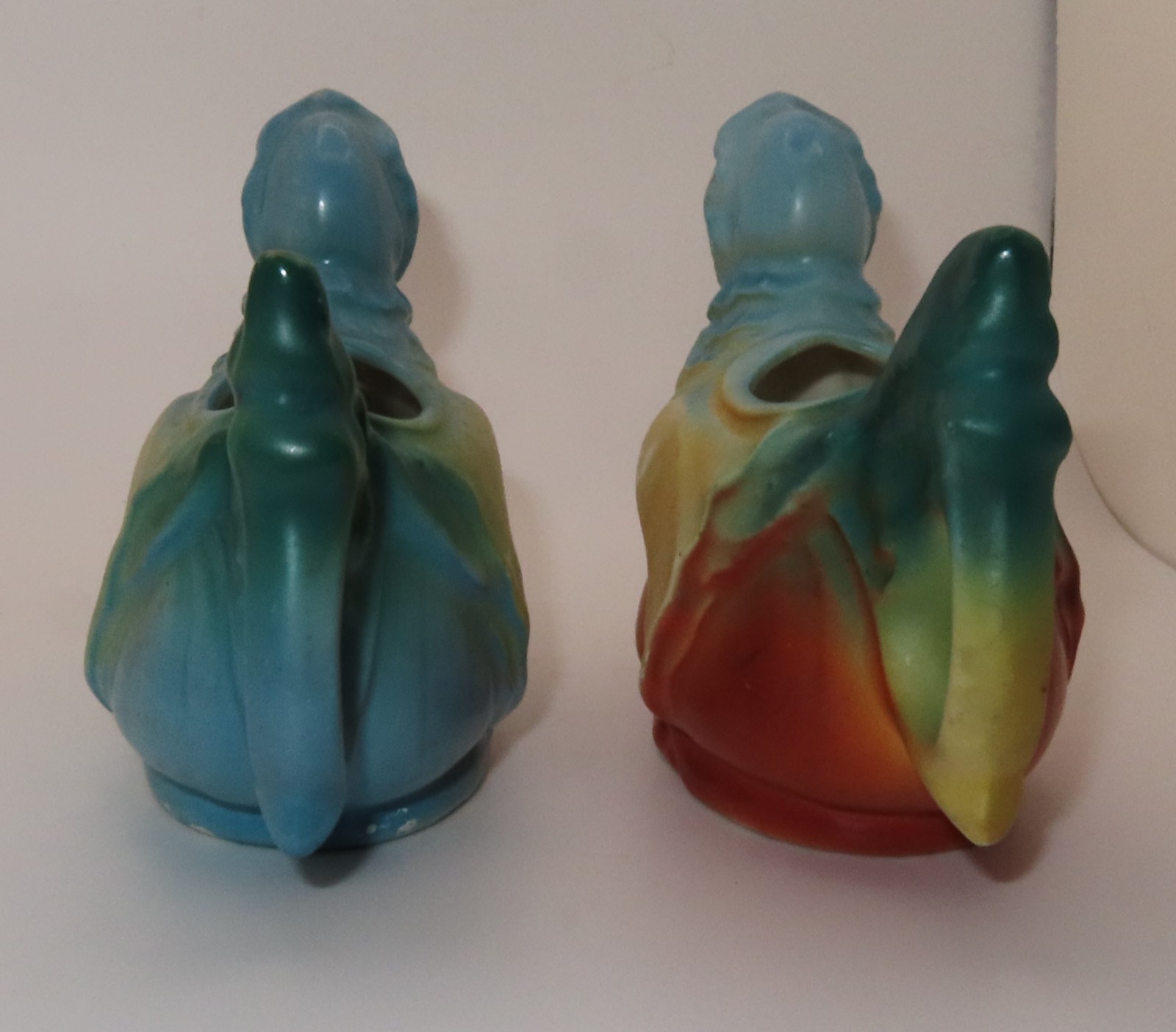 Vintage Czech Pottery “Hen in a Bonnet” Creamer Pair – Art Deco 1920s-30s