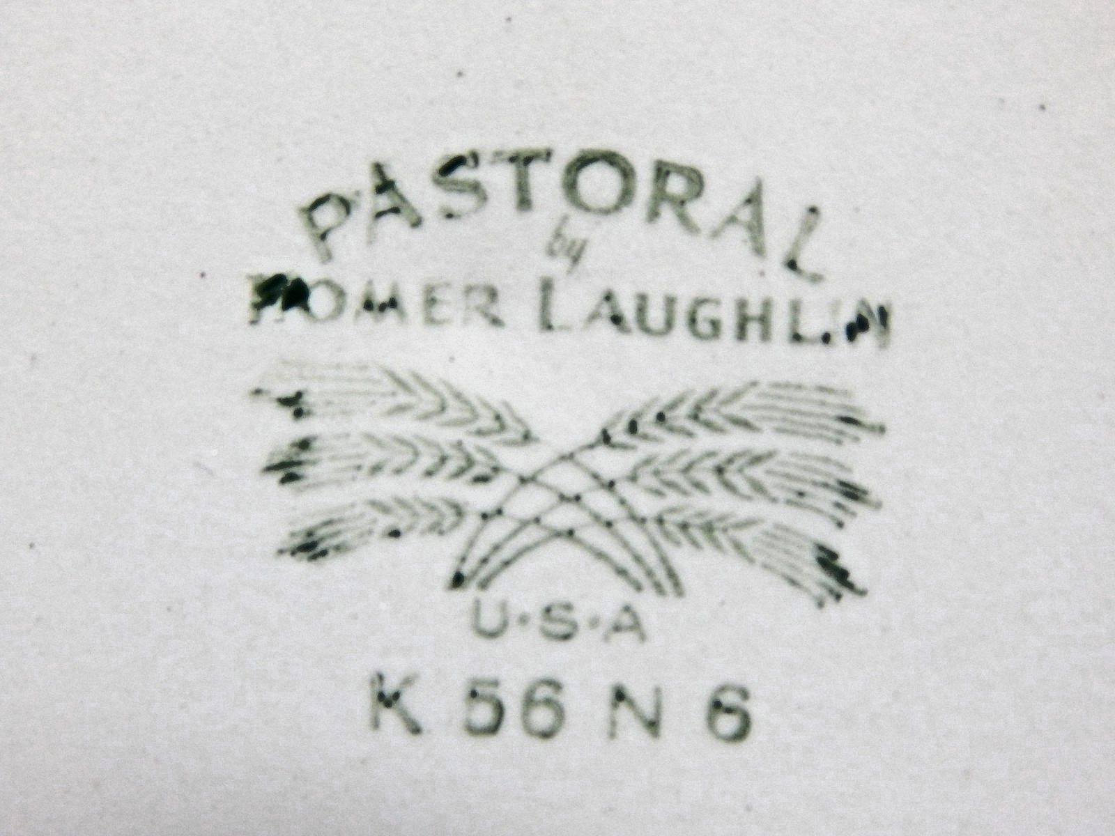 Vintage Homer Laughlin Pastoral Patterm Dessert Plate w/ embossed floral & farm