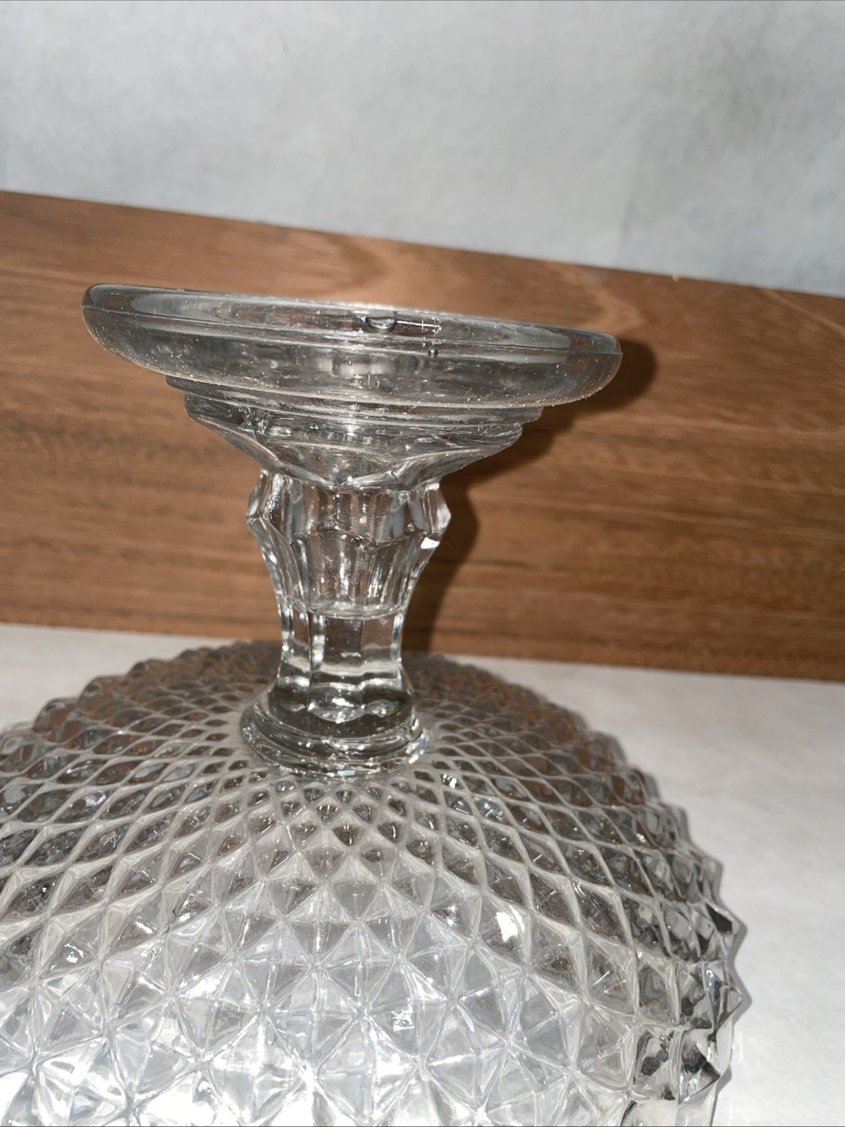 Pressed Glass Pedestal Candy Dish or Compote Scalloped Edge Bowl 6.5”H X 9”W