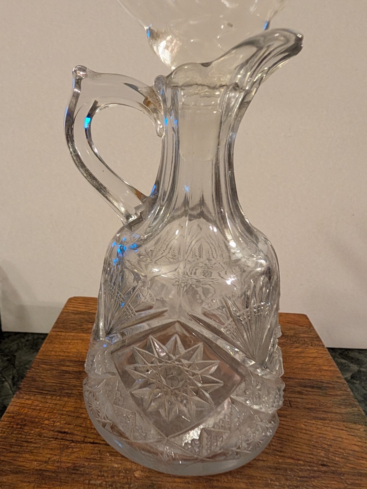 Antique ABP American Brilliant Cut crystal cruet crystal bird stopper. AVC
