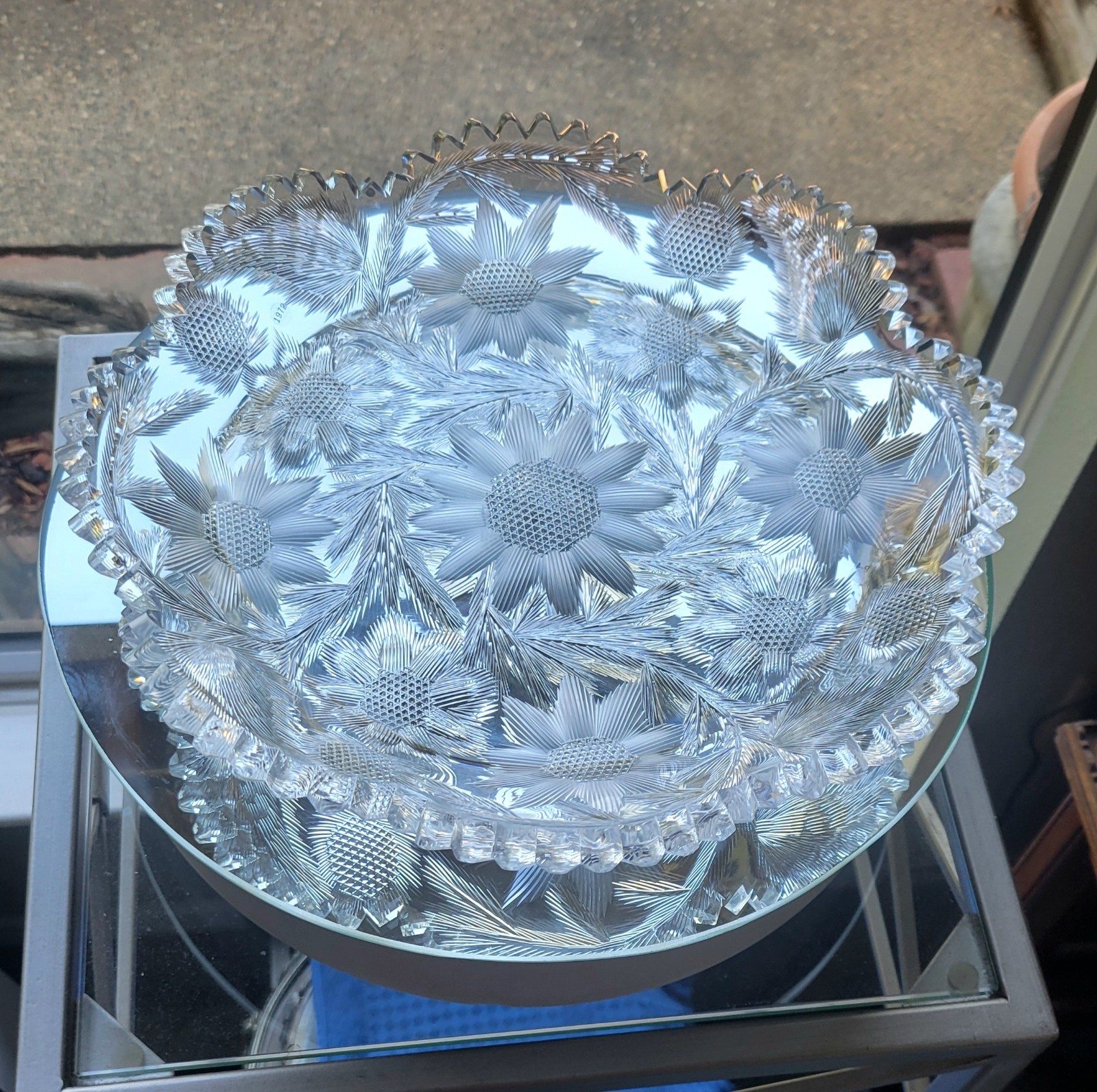 THE Libbey pattern ABP Cut Glass Tray 12″ WC Anderson Design — Signed — 5.3 lbs