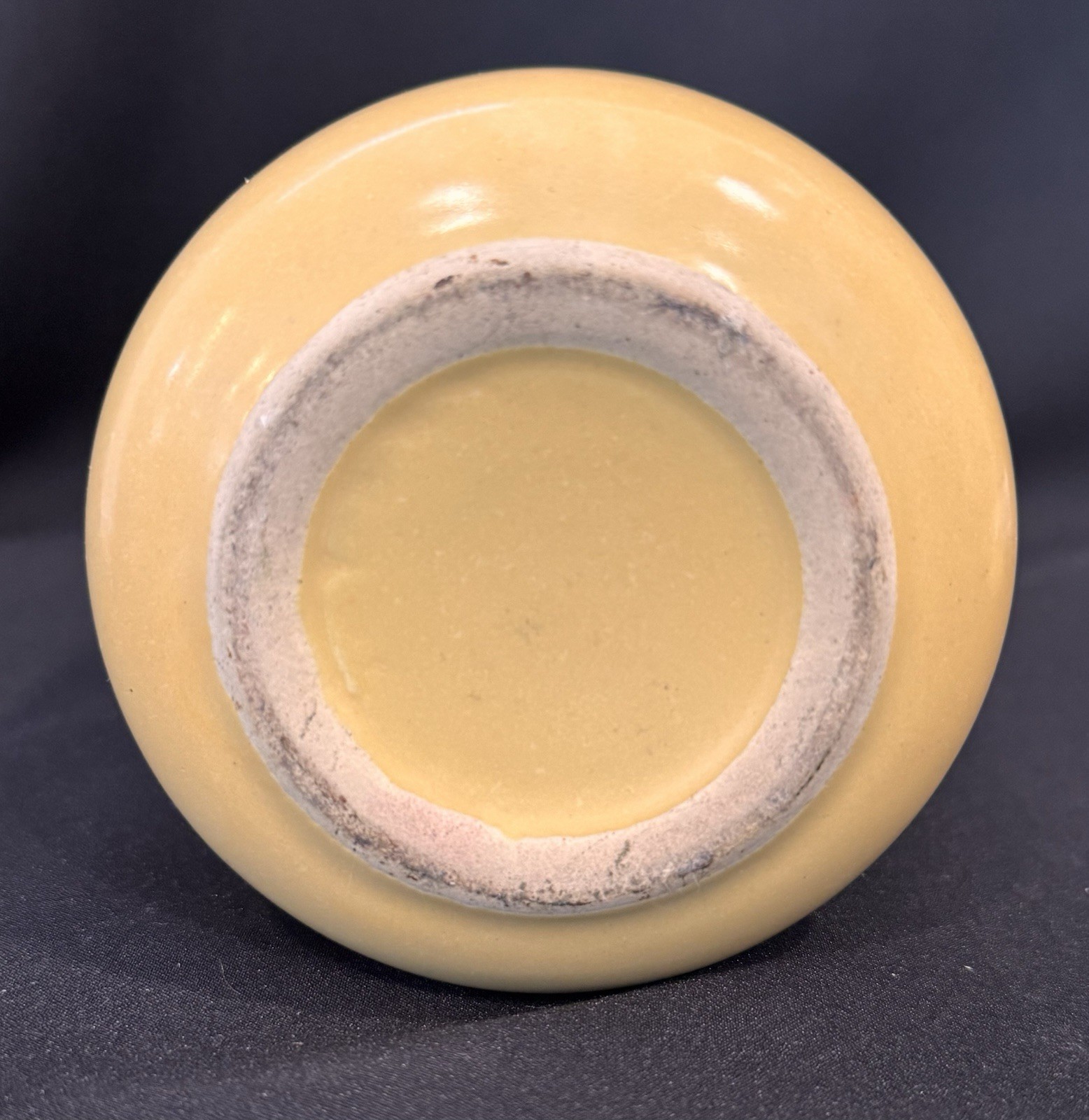 Vintage MCM LA Solana Yellow Stoneware Pottery 5″x4″ Jar Canister with Lid