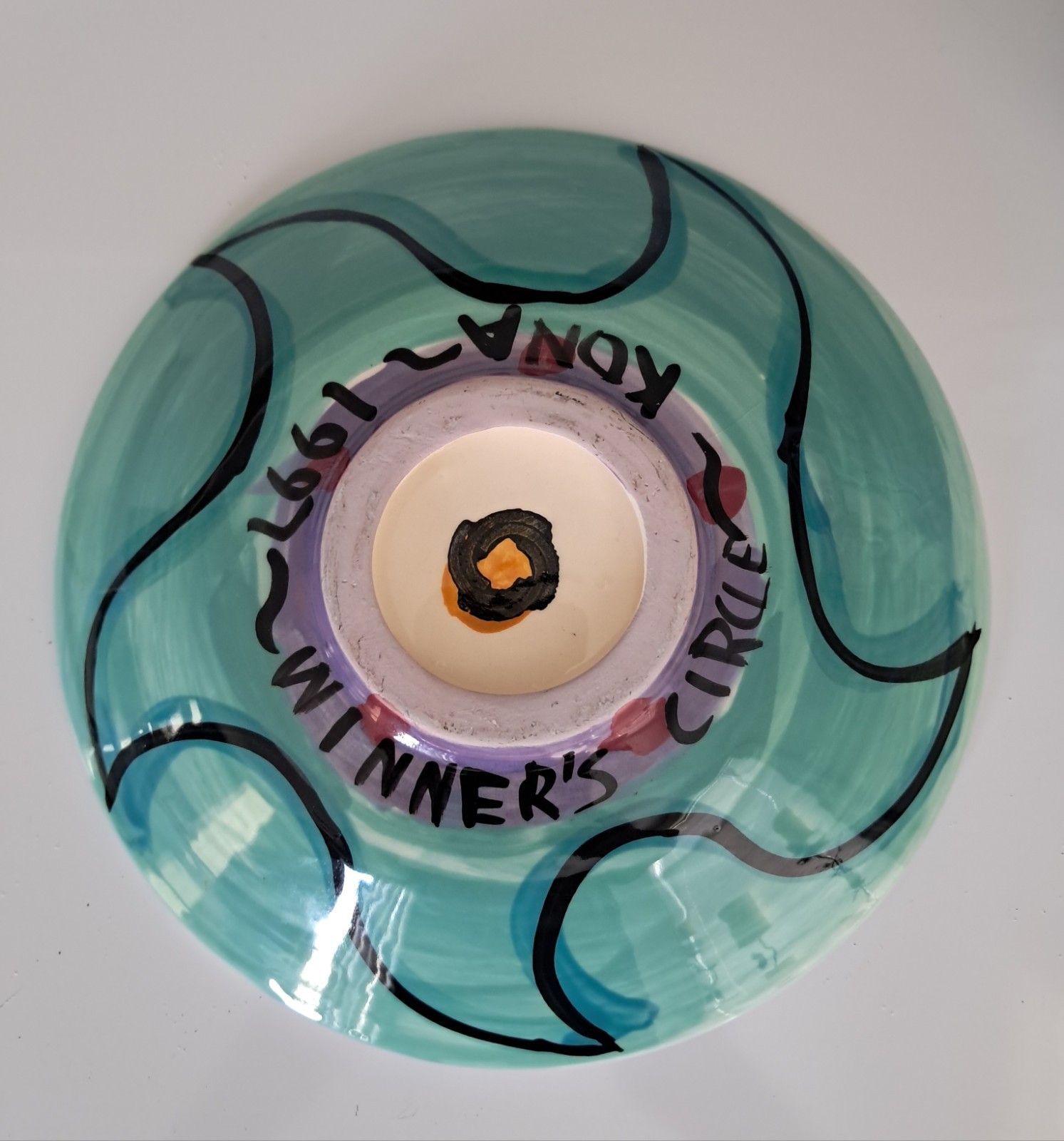 Set of 2 Kelly Jo Kuchar 1997 Hand Painted Bowls From Hawaii Surfing Contest…