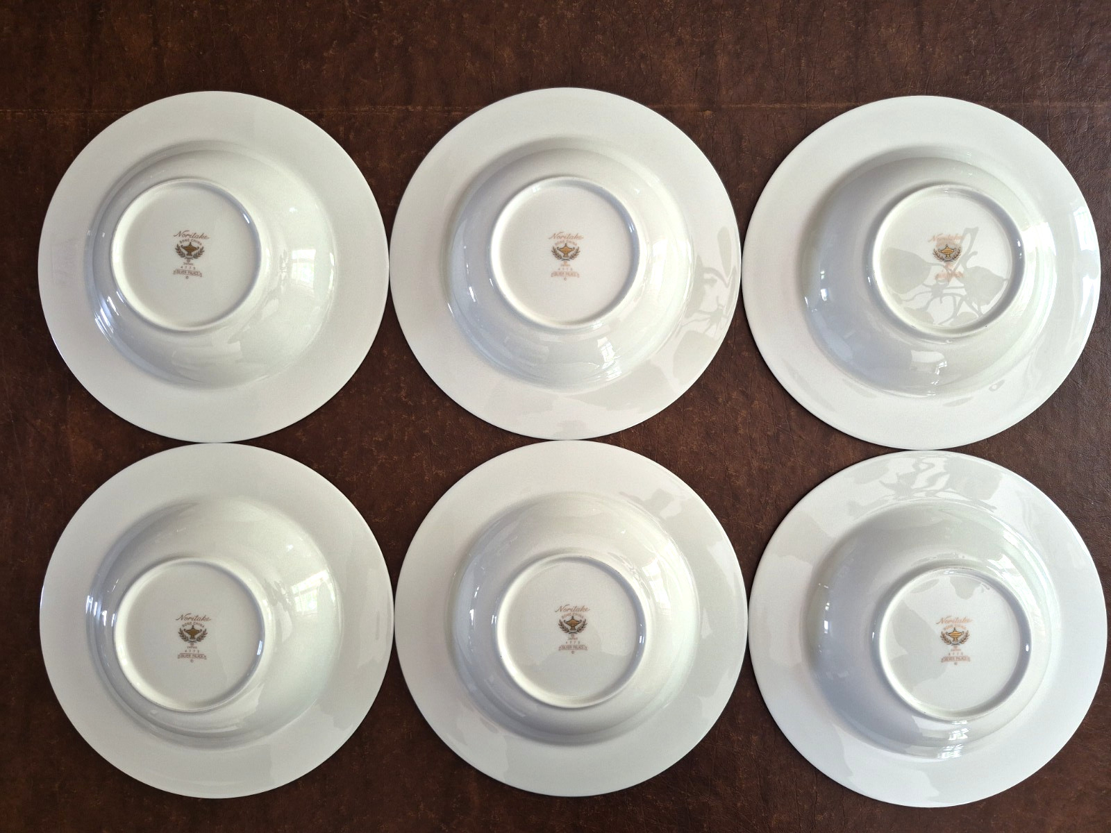 6 Noritake Bone China Silver Palace 8 1/2″ Rimmed Soup Bowls 4773