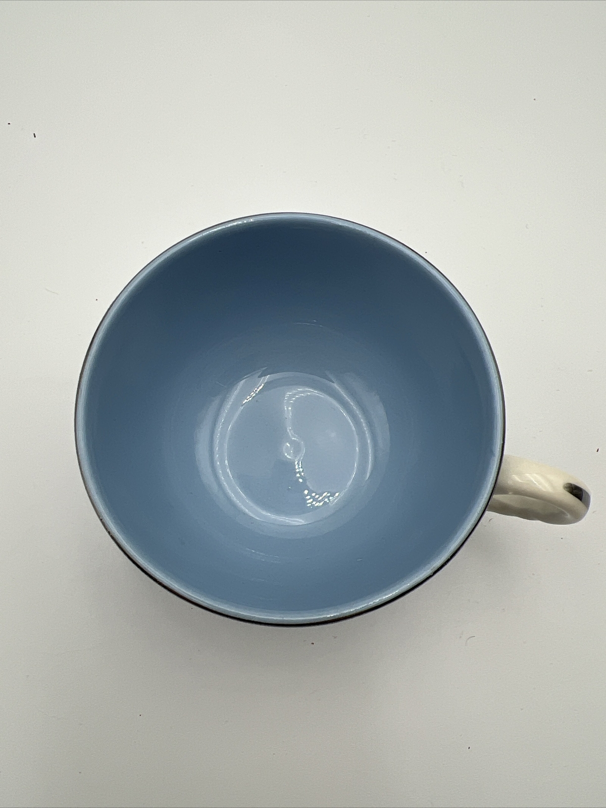 Vtg Homer Laughlin Kraft Blue White Floral Platinum Trim ~ Tea Cup ~ USA