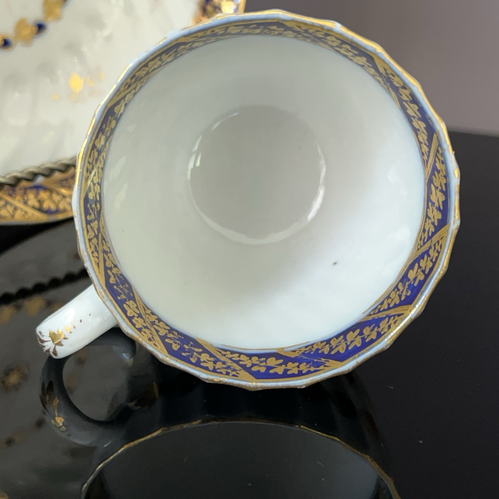Antique Early Coalport Cup Saucer John Rose Period C1790s England Porcelain Gilt