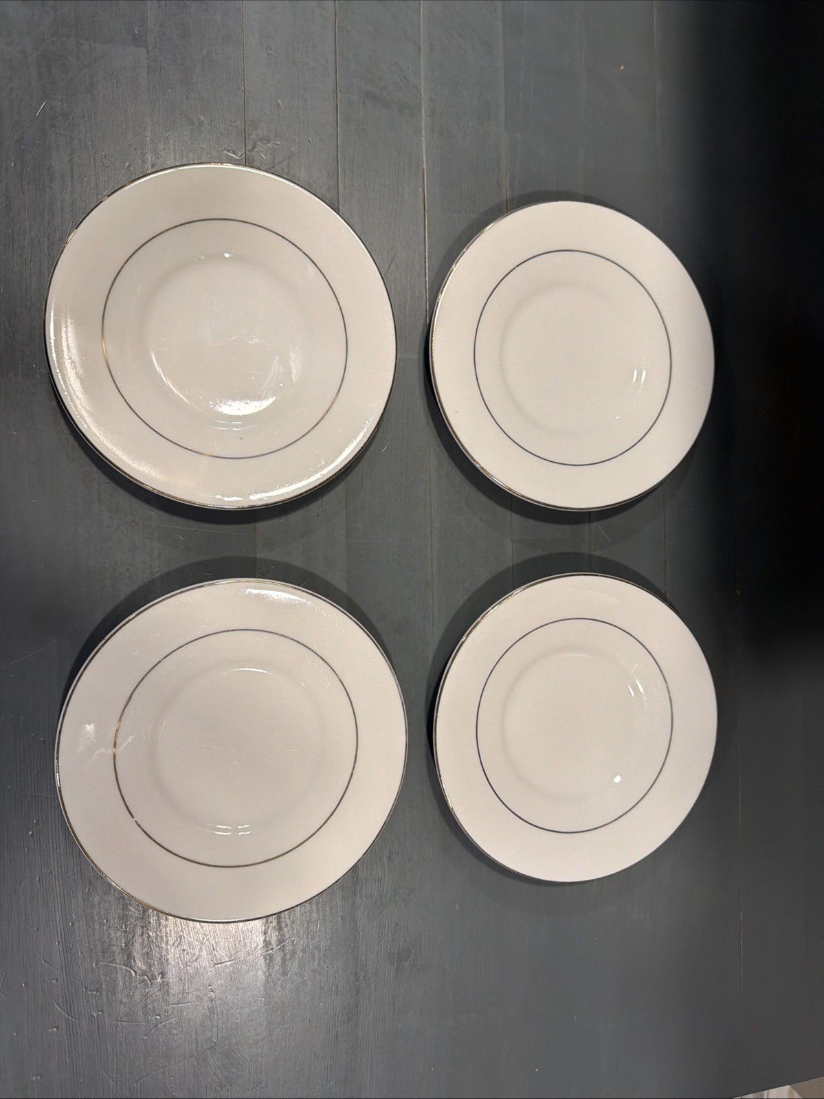 Totally Today Saucer All White Gold Trim & Inner Band Saucers Set Of 4