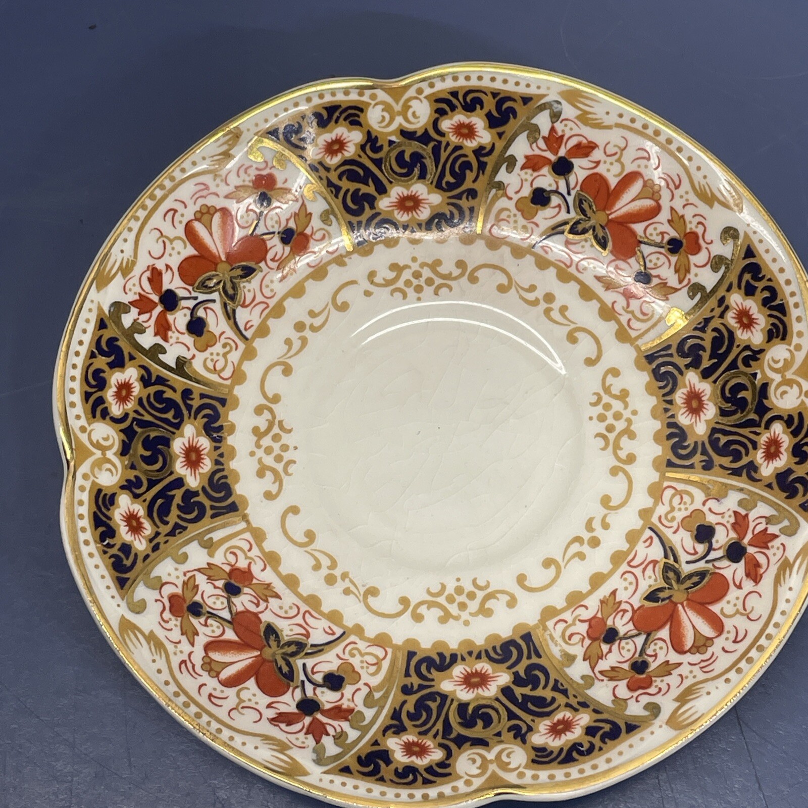 Rare Rutland Johnson Bros Demitasse Cup & Saucer Cobalt Blue Rust / Gold Floral