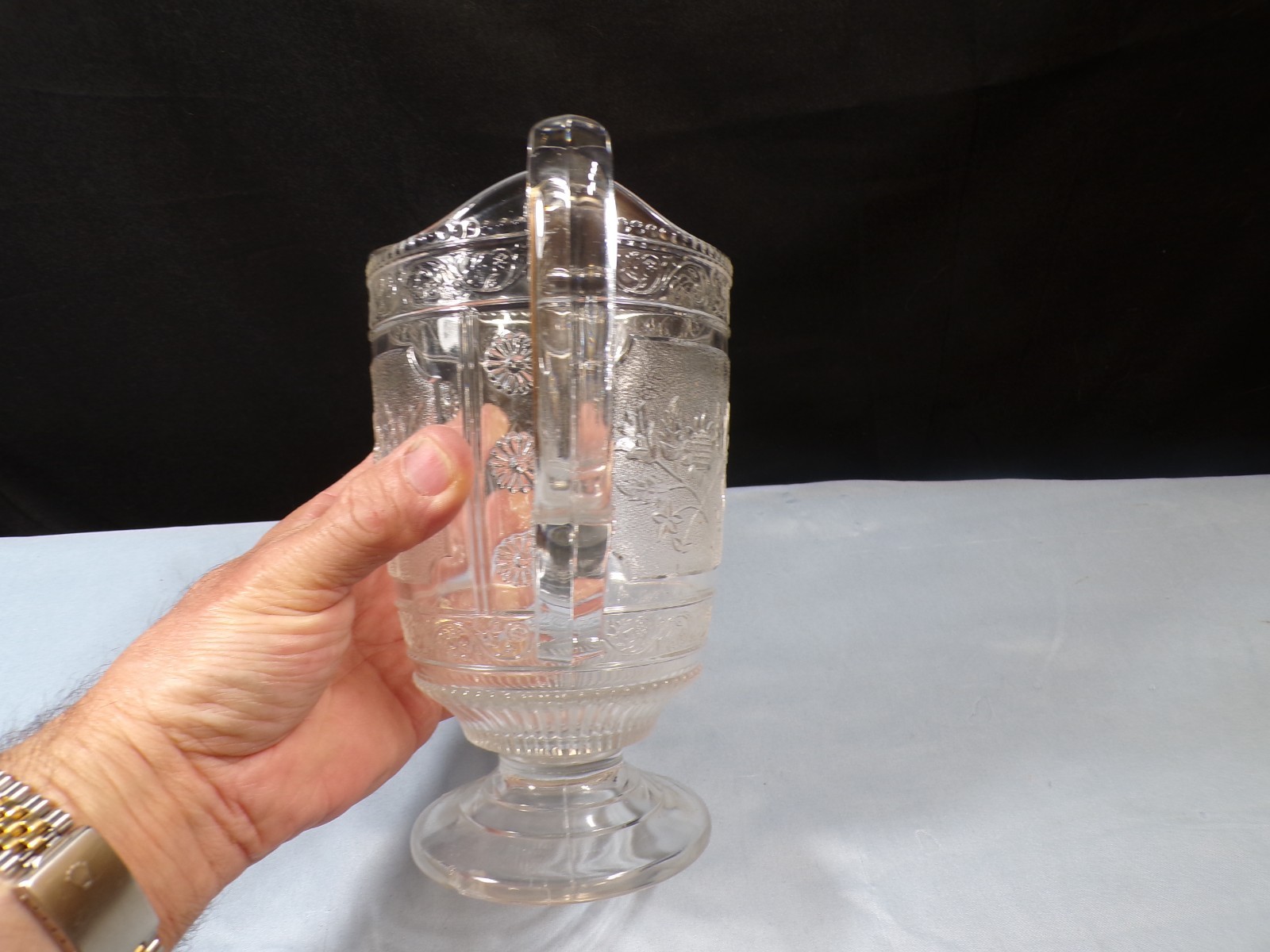 Vintage Circa 1880 Bryce Brothers Clear Glass Willow Oak Milk Pitcher
