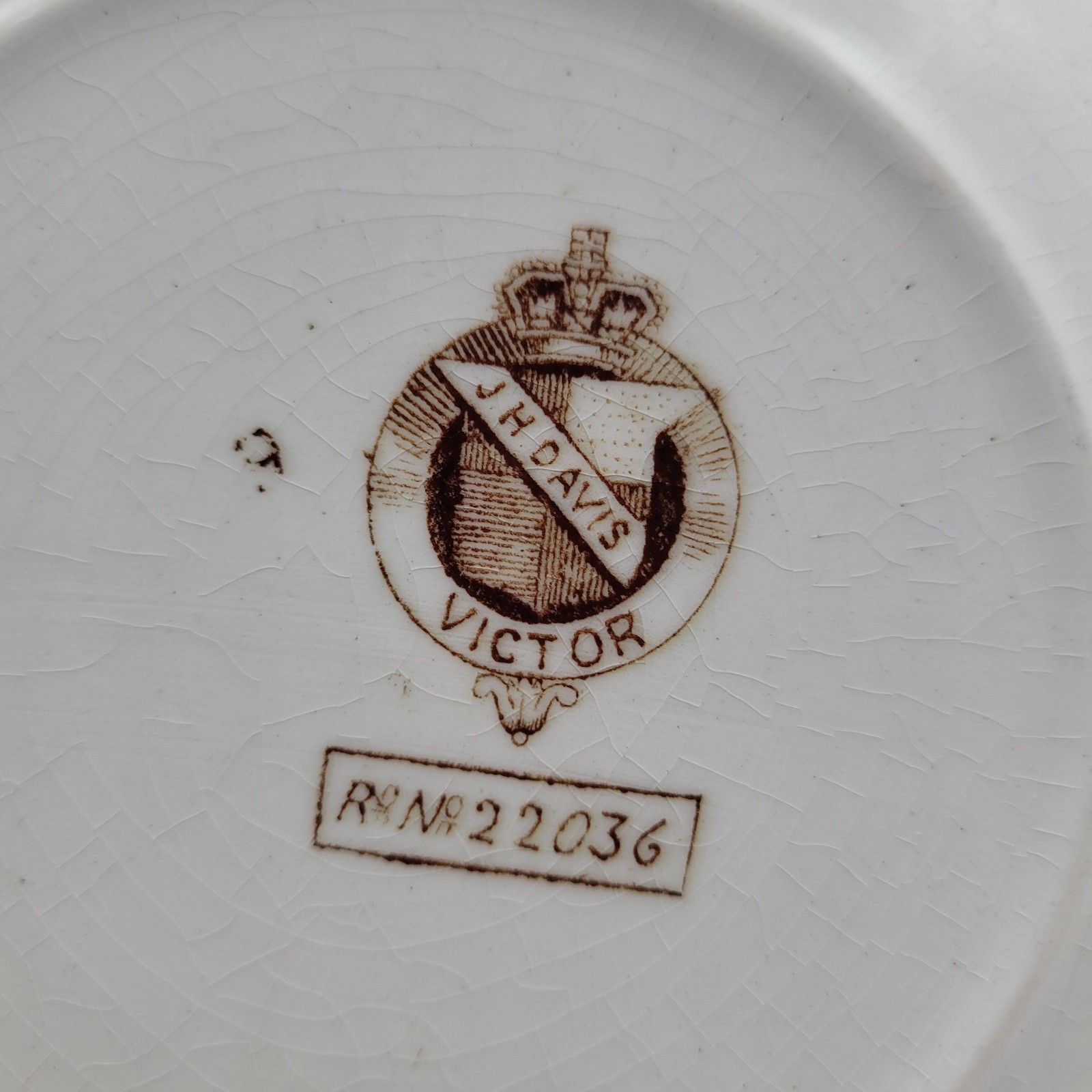 Antique c1890 JH Davis Victor Brown Earthenware Transferware Windmill Dish Plate