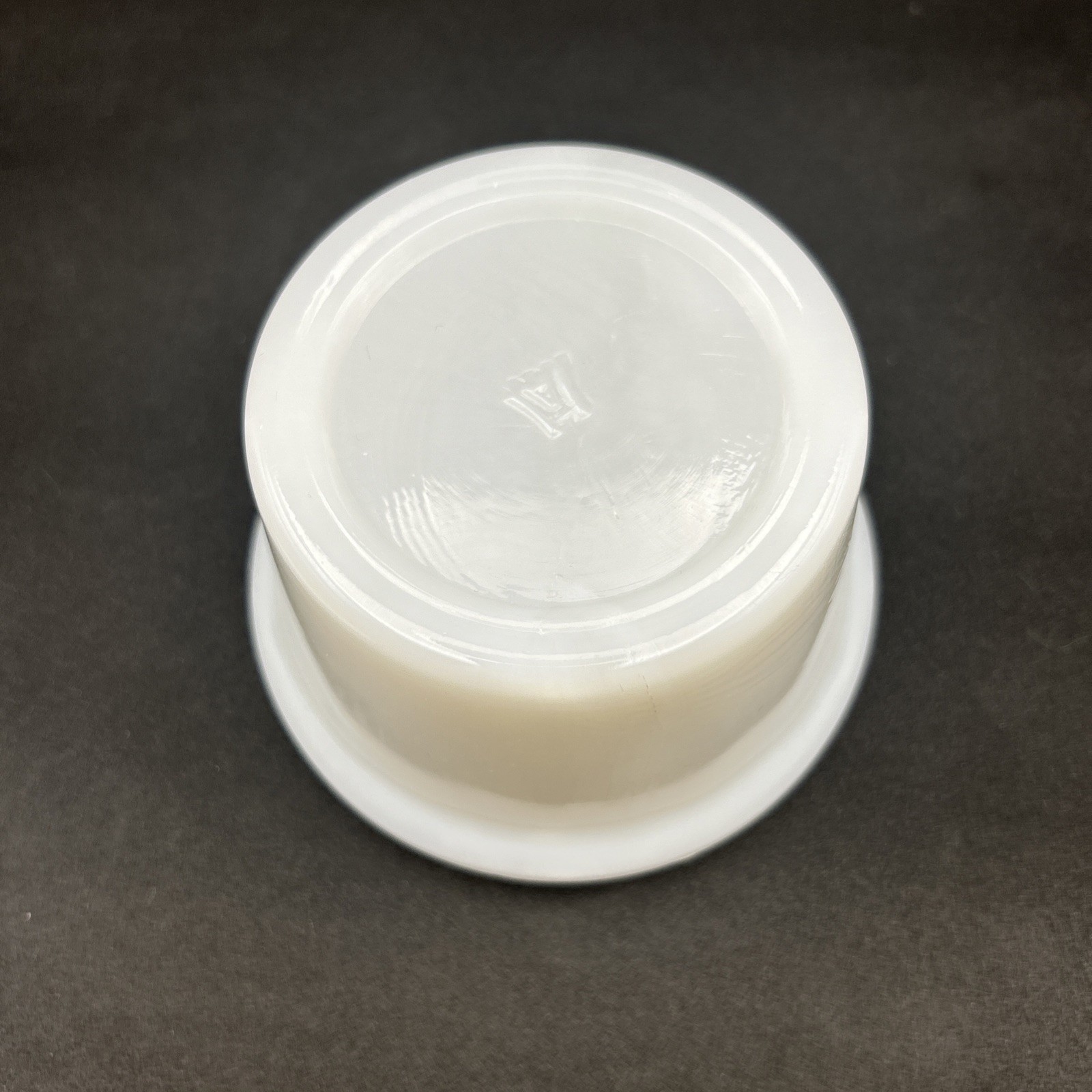 Vintage White Milk Gass Hazel-Atlas “Drippings” Covered Jar 1936 RARE