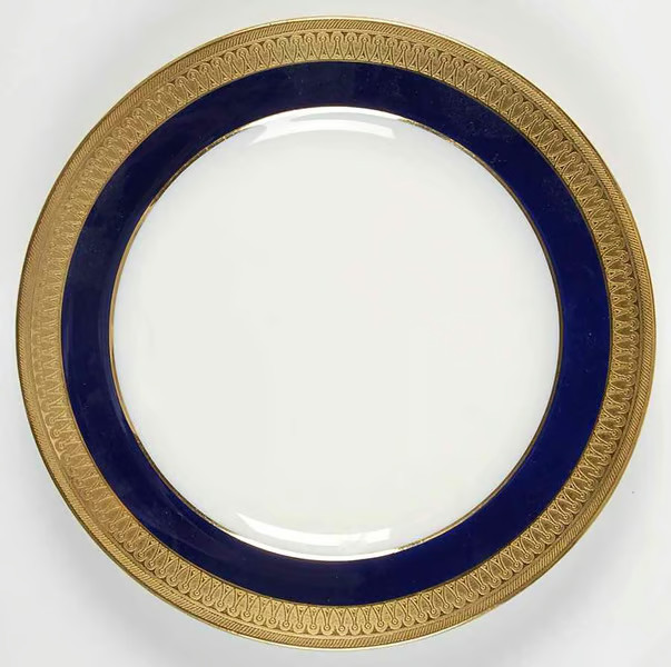 1 MINTON G6262 COBALT BLUE W Encrusted GOLD TRIM BAND DINNER PLATE 10 1/4″ VGC